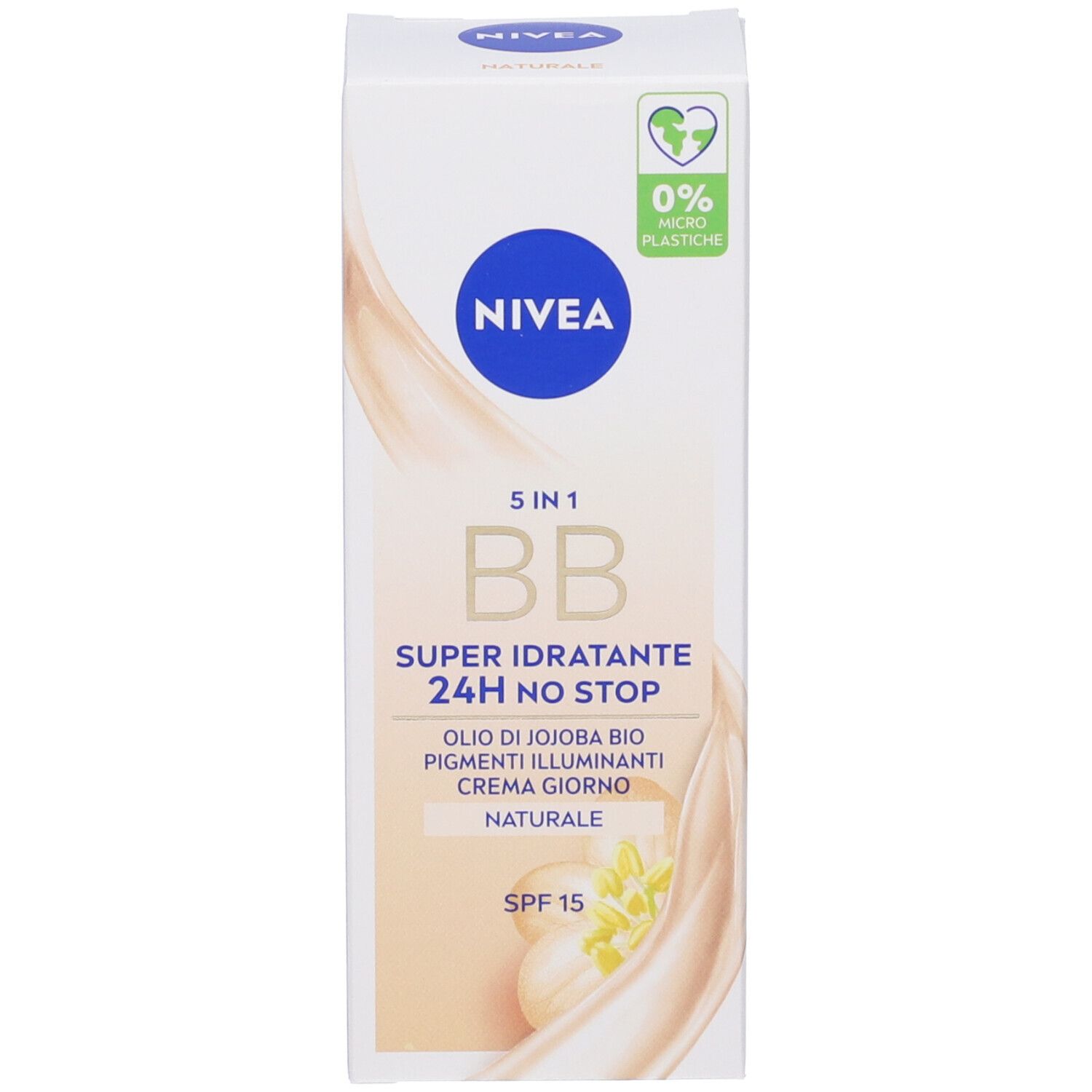Nivea 5 in 1 BB Cream Super Idratante 24H No Stop Naturale 50 ml, Crema viso colorata con SPF15