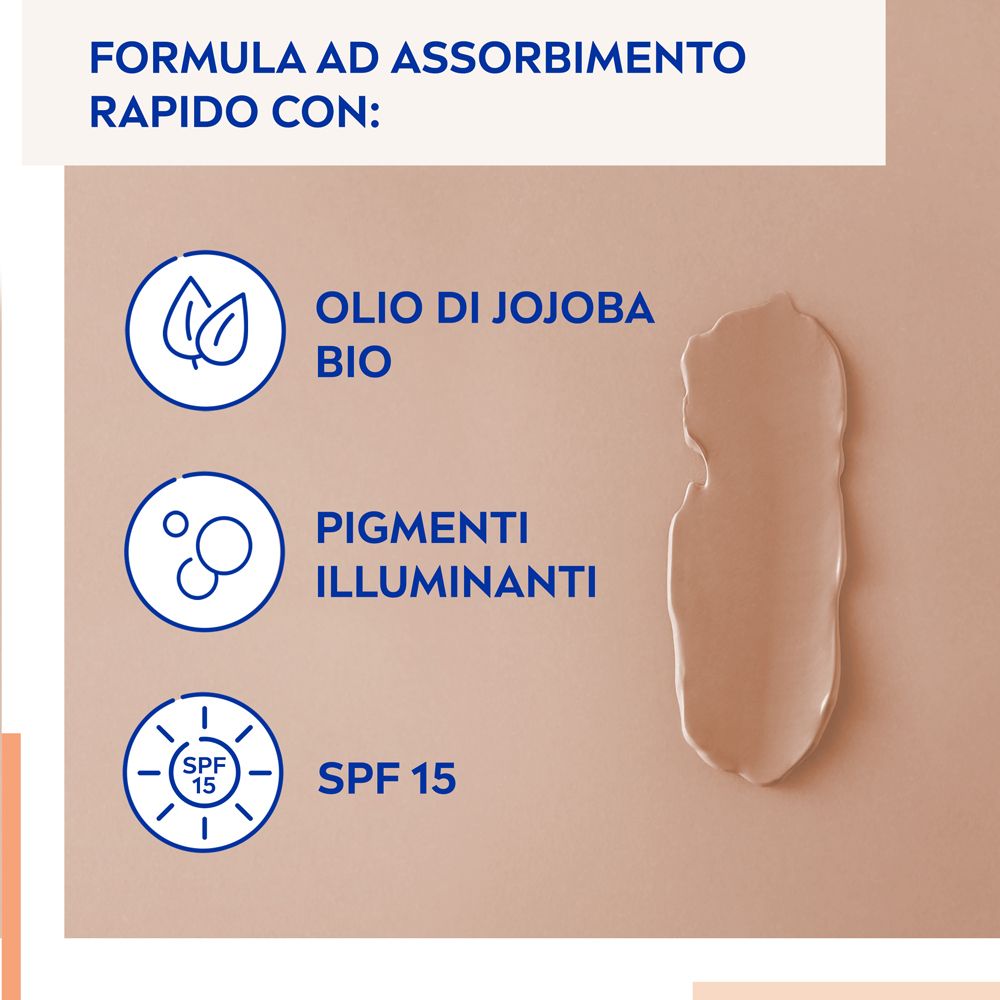 Nivea 5 in 1 BB Cream Super Idratante 24H No Stop Naturale 50 ml, Crema viso colorata con SPF15