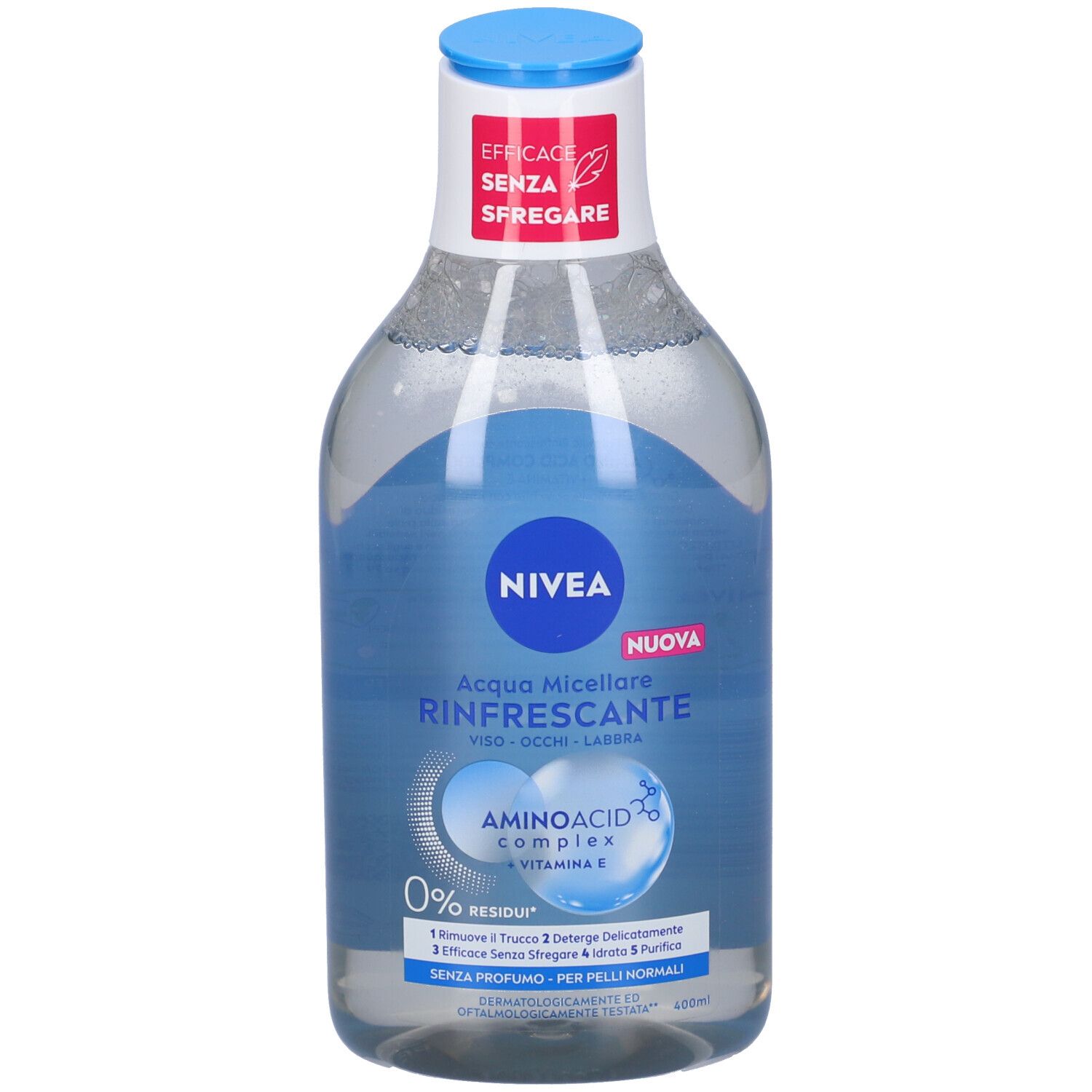 Nivea Micellair 5in1 Acqua Micellare Rinfrescante 400 ml, Detergente viso e occhi struccante