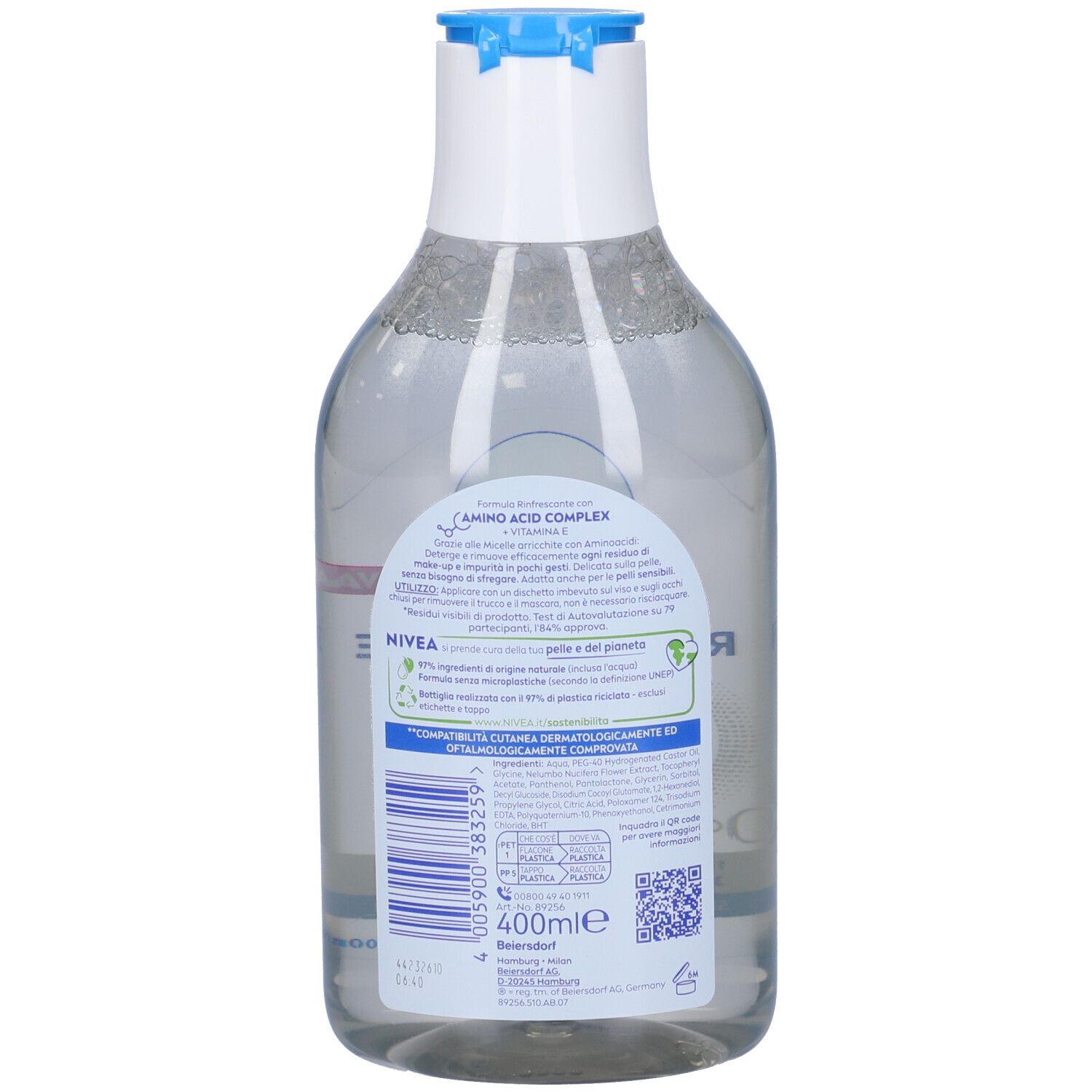 Nivea Micellair 5in1 Acqua Micellare Rinfrescante 400 ml, Detergente viso e occhi struccante