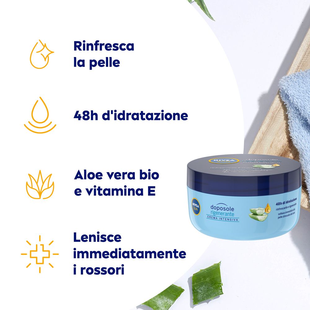 Nivea Sun Doposole Rigenerante Crema Intensiva 300 ml, Doposole idratante per un sollievo immediato