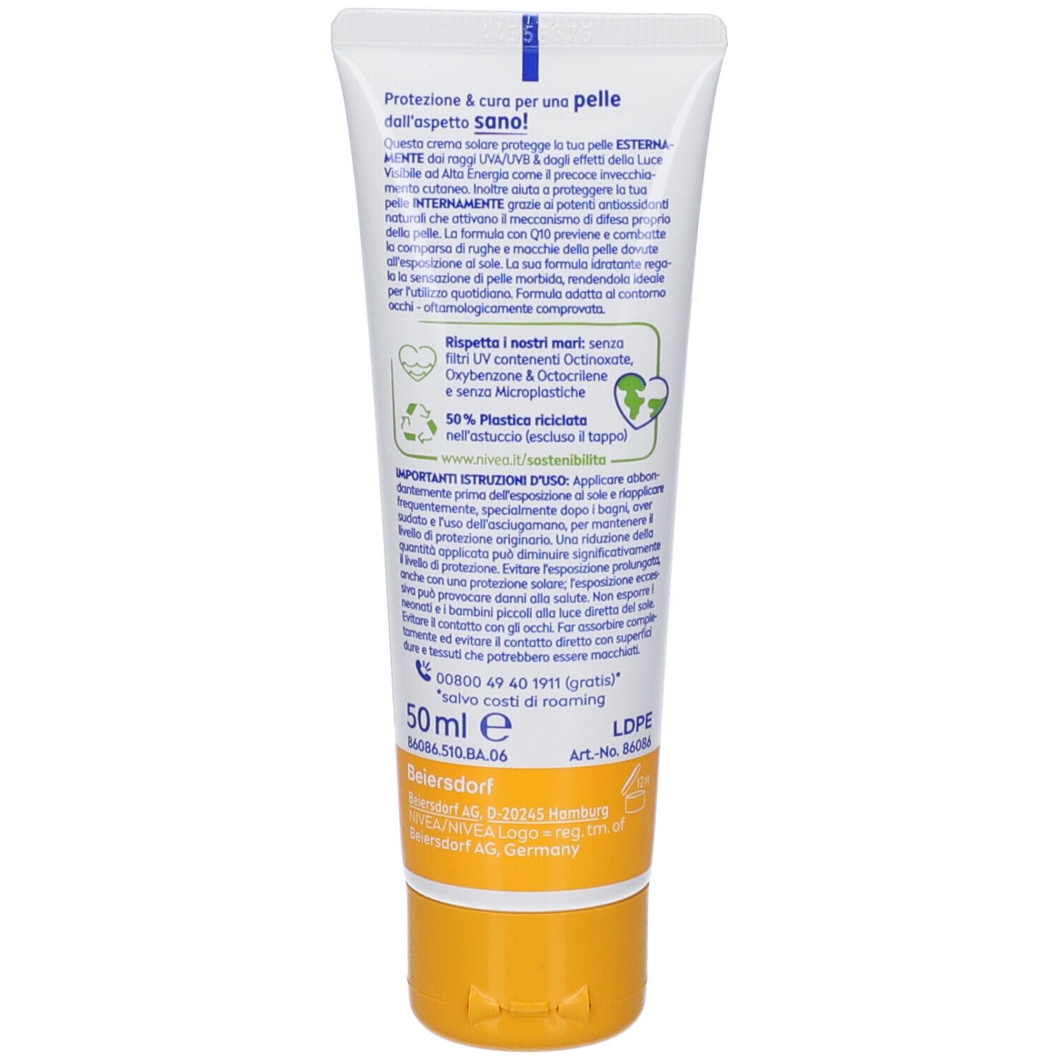 Nivea Sun UV Viso Anti-Età FP50 50 ml, Crema solare viso antirughe e antimacchie con Coenzima Q10