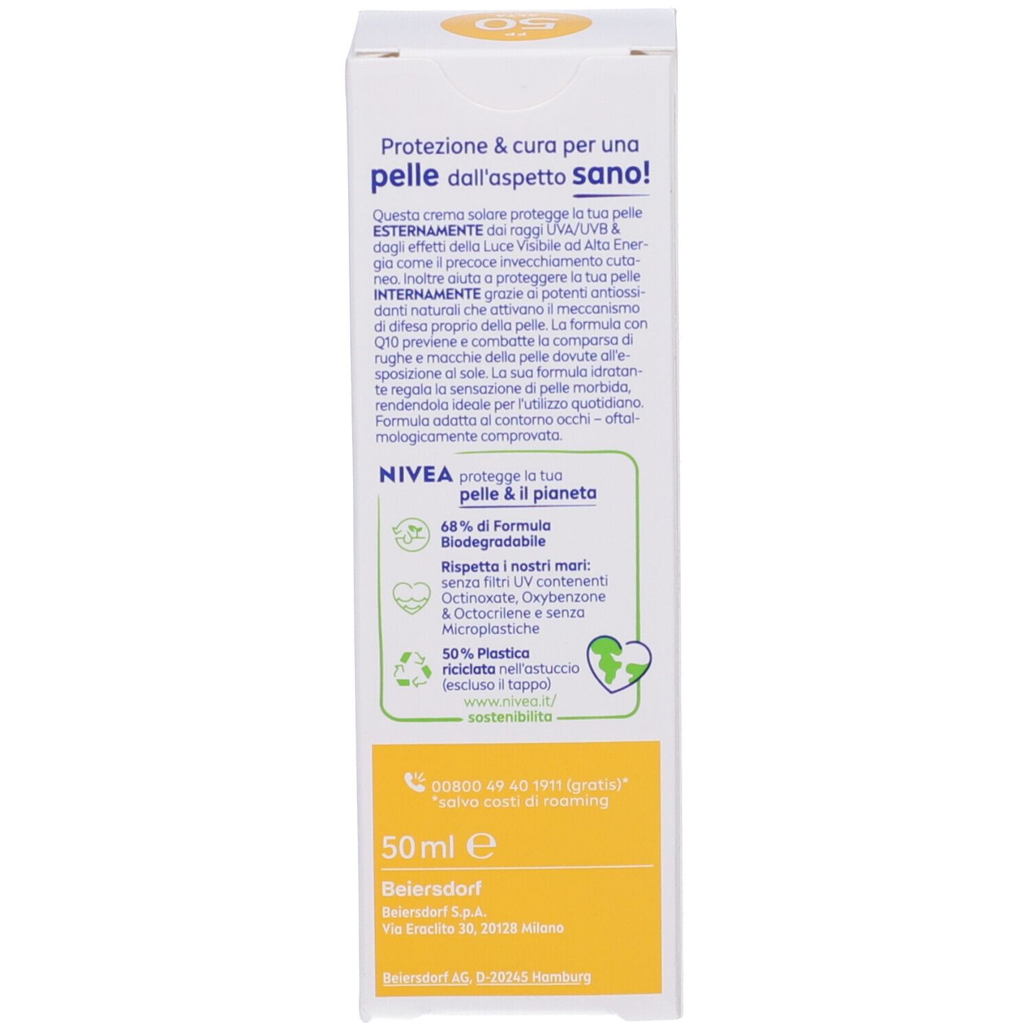 Nivea Sun UV Viso Anti-Età FP50 50 ml, Crema solare viso antirughe e antimacchie con Coenzima Q10