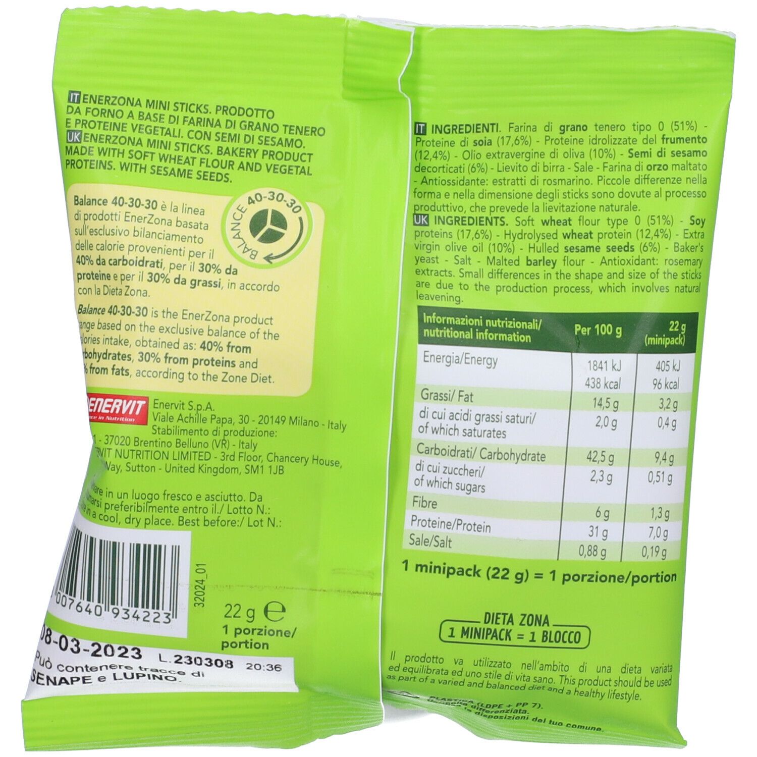 ENERVIT® EnerZONA Mini Sticks Sesamo