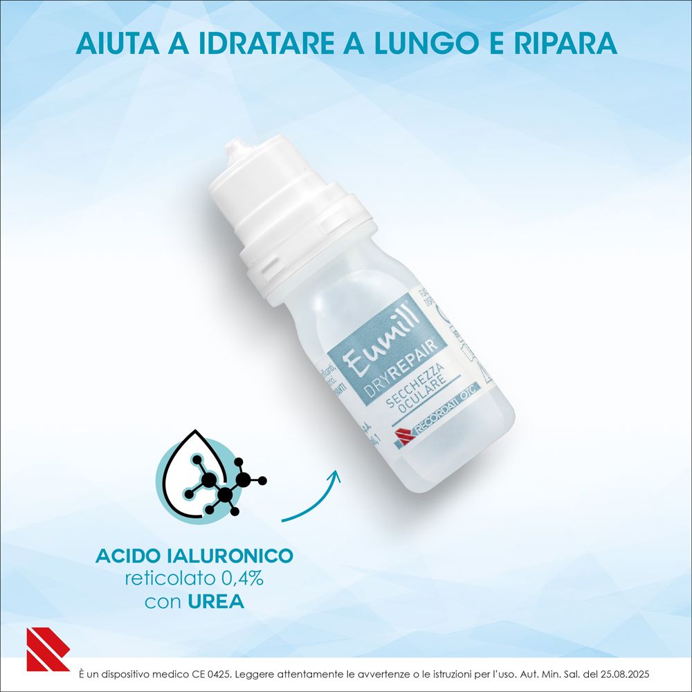 Eumill DRYREPAIR gocce oculari con acido ialuronico e urea.