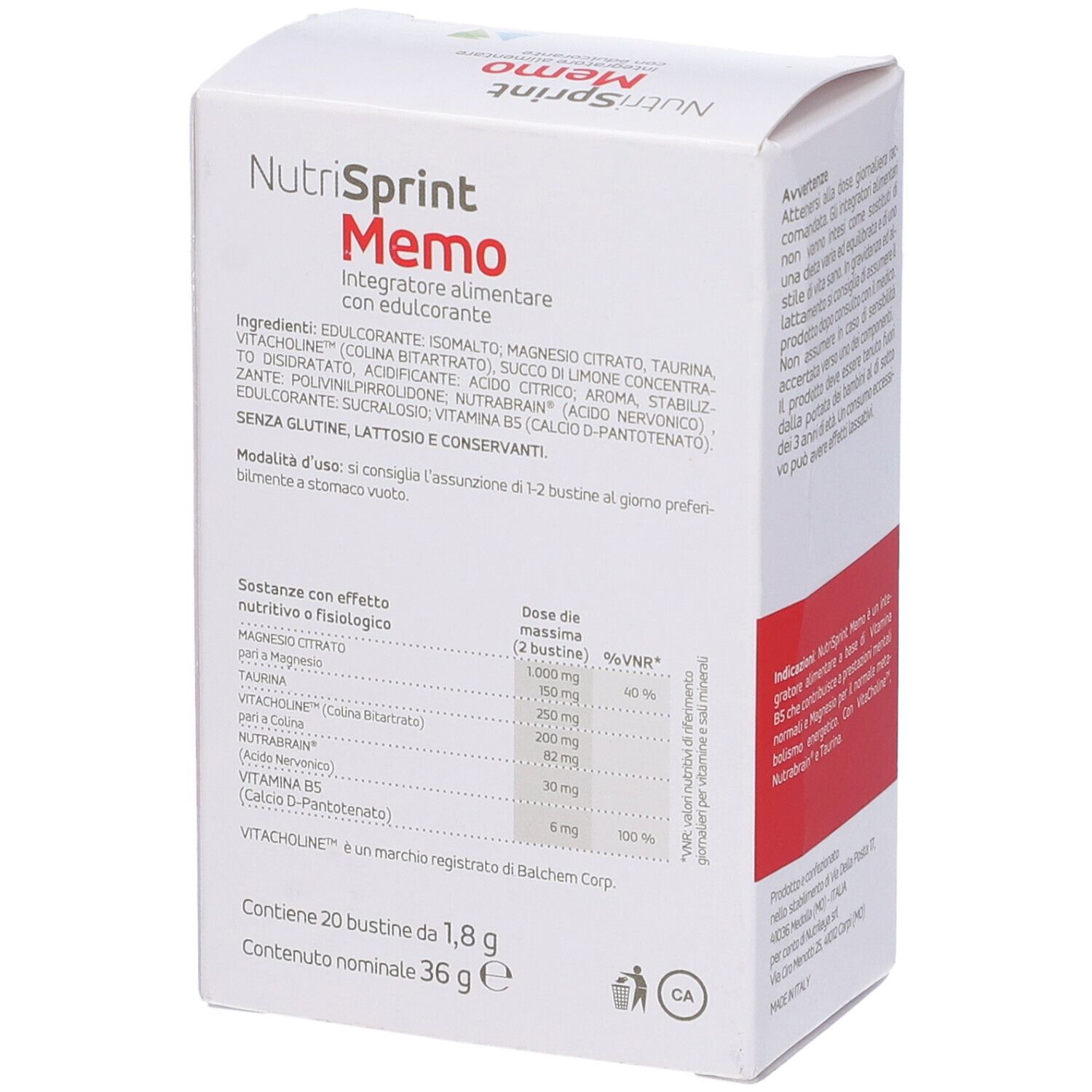 Nutrisprint Memo 20 Bustine Stick