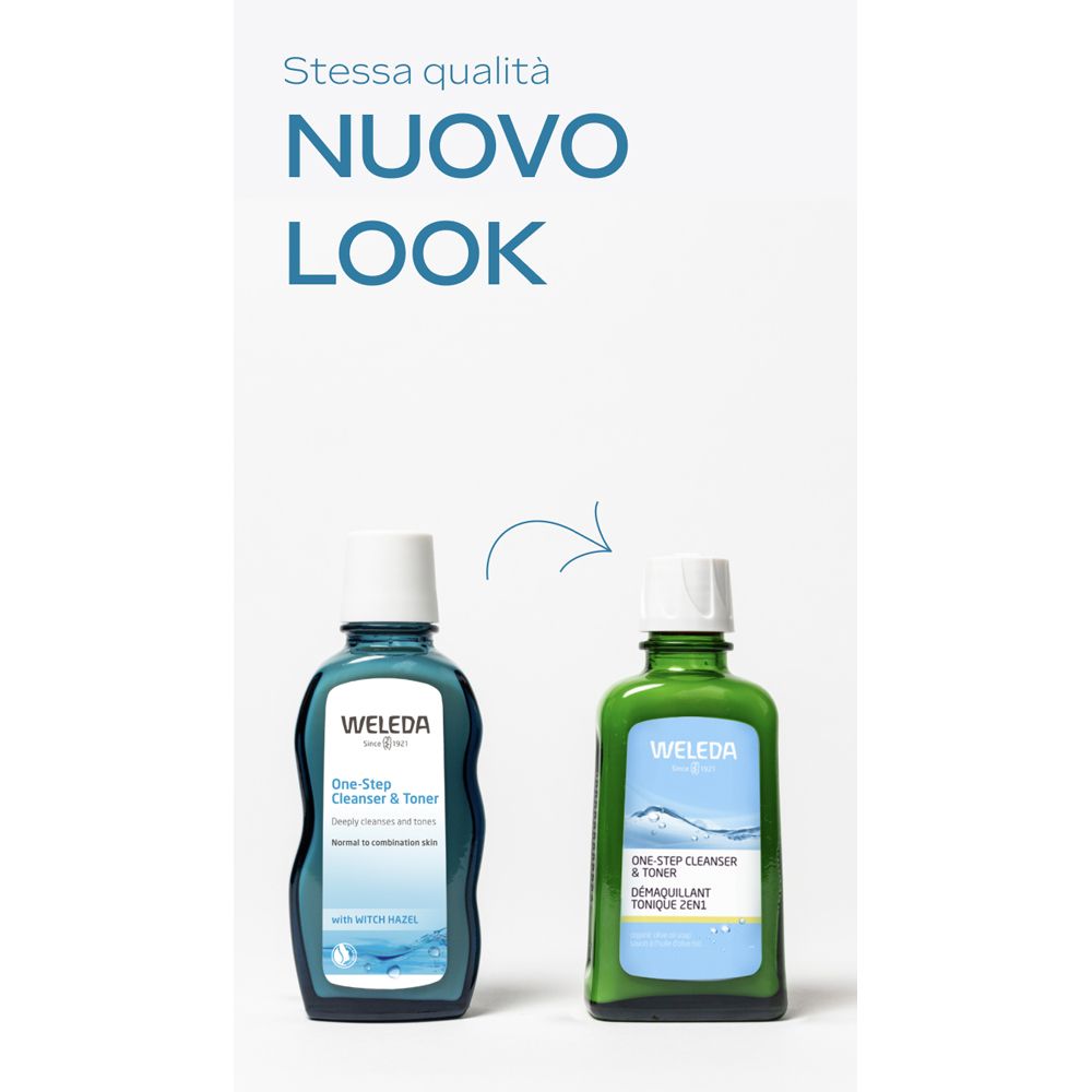 Due flaconi. Testo: « Stessa qualità NUOVO LOOK ». A sinistra: vecchio flacone. A destra: nuovo flacone.