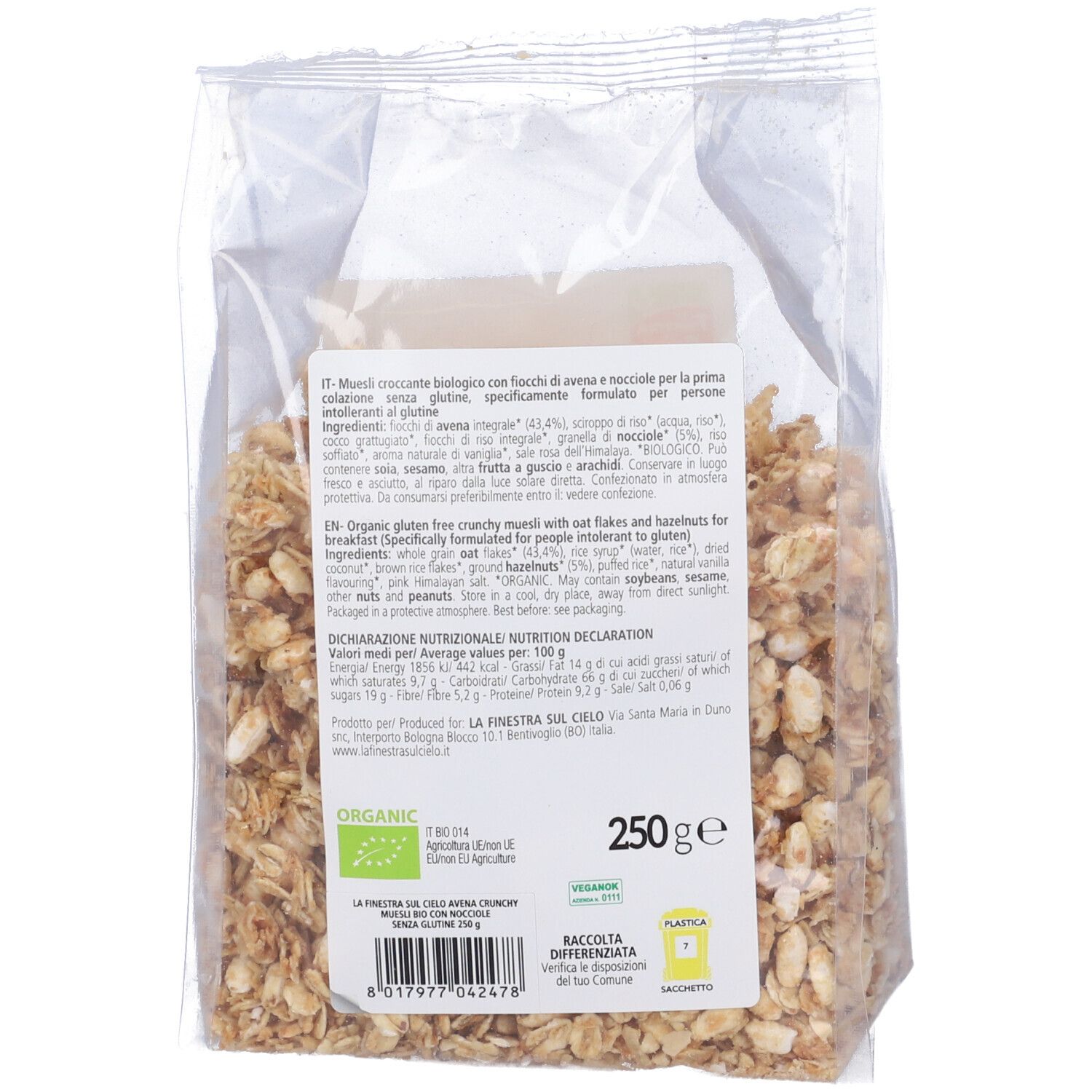 Crunchy S/G Avena Nocciola250G
