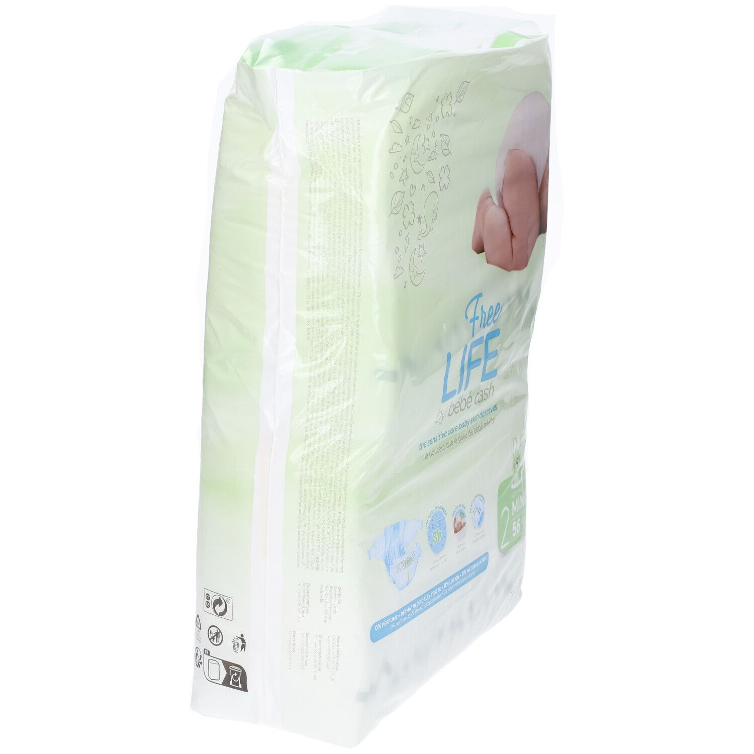 Freelife By Bebecash Pannolino Mini Taglia 2 3-6 Kg Girovita 30-48 Cm 56 Pezzi