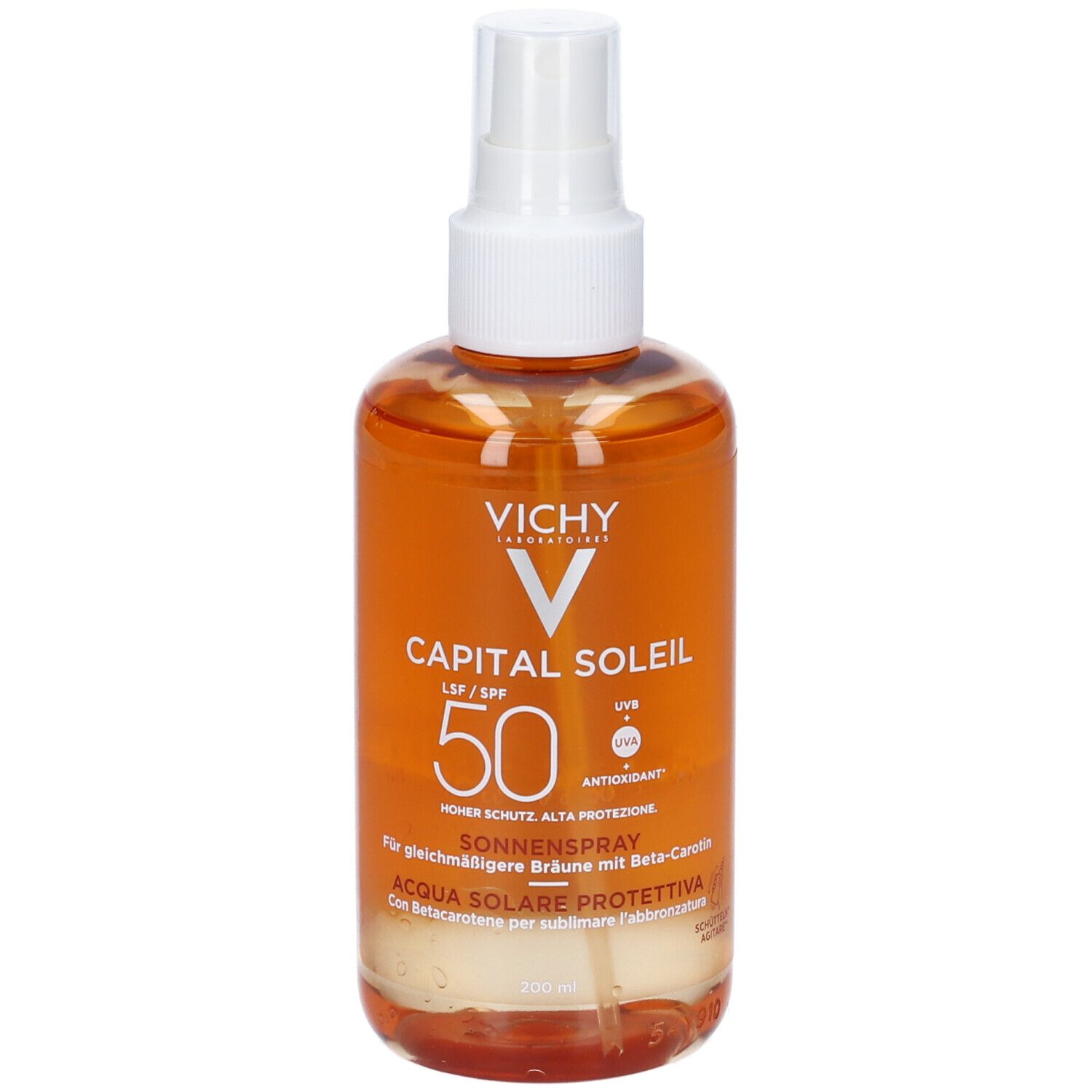 Vichy Capital Soleil Acqua Solare Protettiva Abbronzatura Intensa SPF 50 Protezione Elevata 200 ml + ECH CS LT AP SOLEIL T100ML8 LANGUES GRATIS