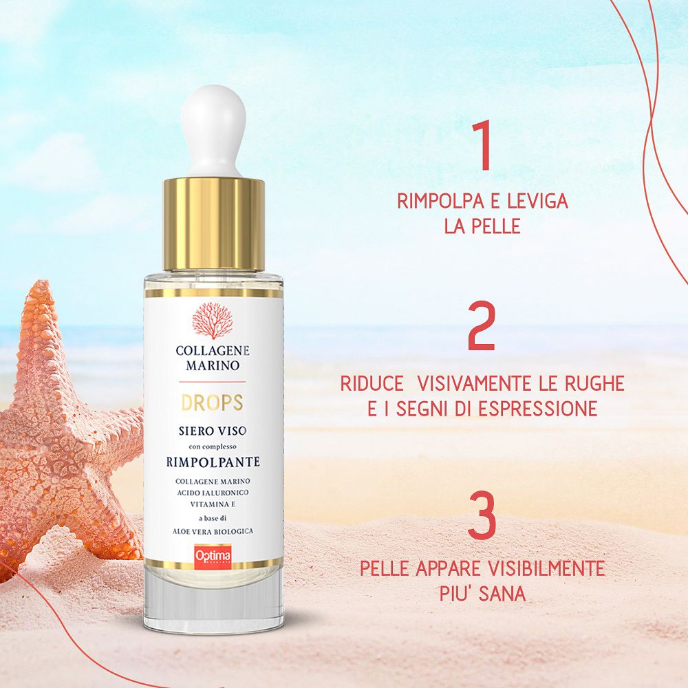 Siero viso Collagene Marino con istruzioni per l'uso (3 passaggi).