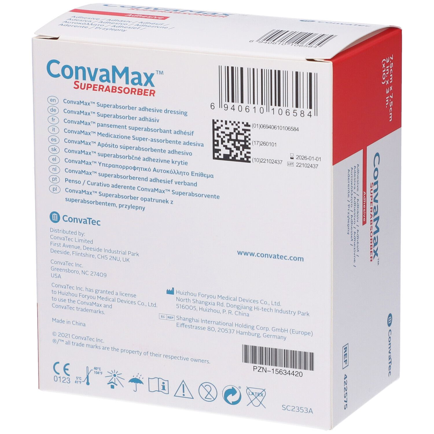 Medicazione Avanzata Convamax Superabsorber Adhesive 7,5 X 7,5 Cm 10 Pezzi