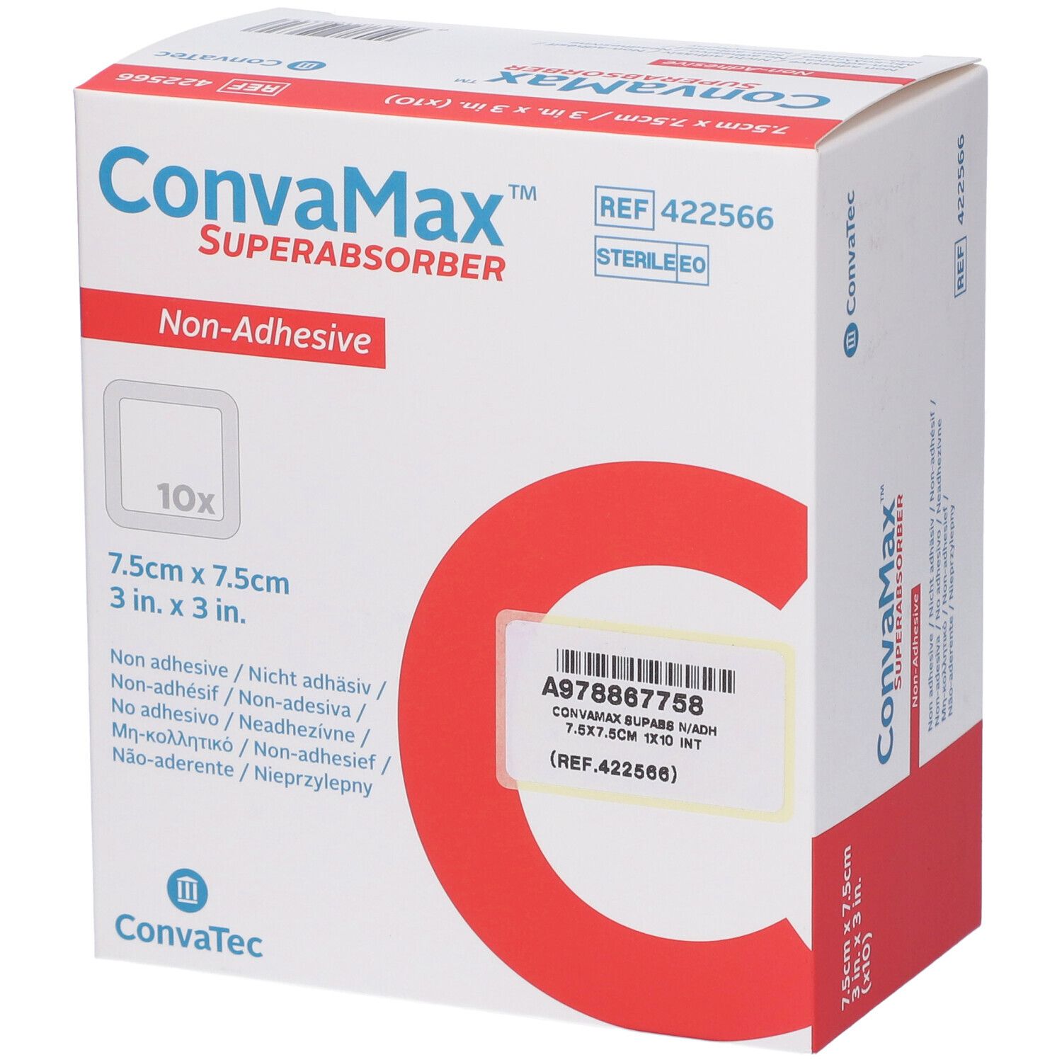 Medicazione Avanzata Convamax Superabsorber Non-Adhesive 7,5x7,5cm