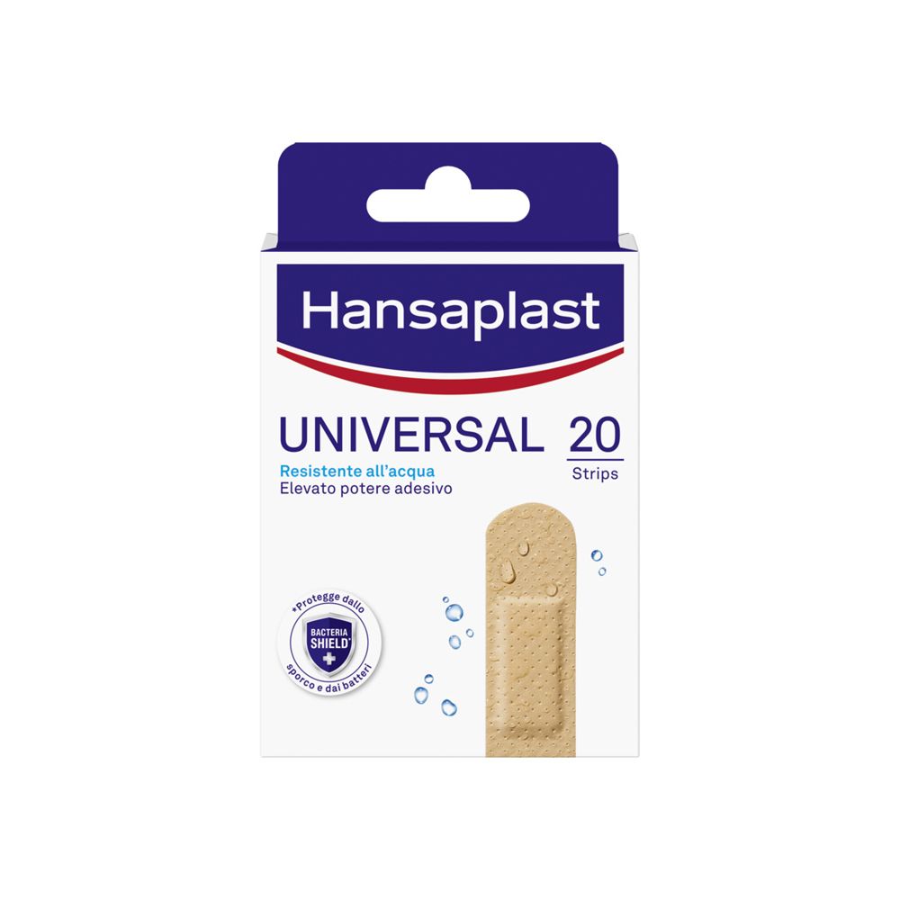 Hansaplast Cerotti Universal, Impermeabili e traspiranti per tutte le ferite, 20 pezzi da 19 x 72 mm - risparmia il 10% con il codice: NI10