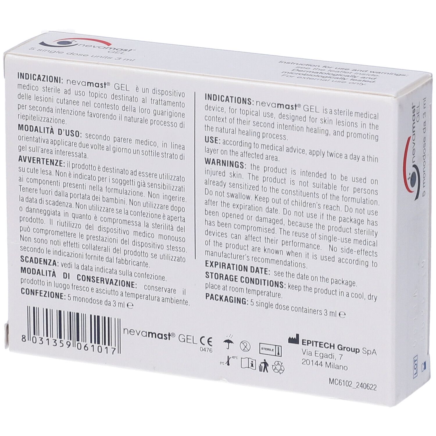 Nevamast Gel Trattamento Topico Delle Lesioni Cutanee 5 Monodose 3 Ml