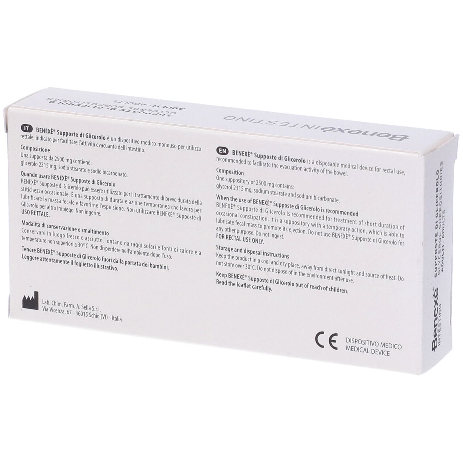 Supposte Di Glicerolo Per Adulti Benexe' Intestino 18 Pezzi