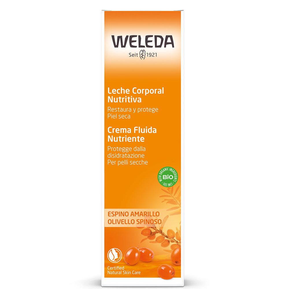 Confezione con nome del prodotto e ingredienti. Design arancione con sigillo bio e illustrazione.