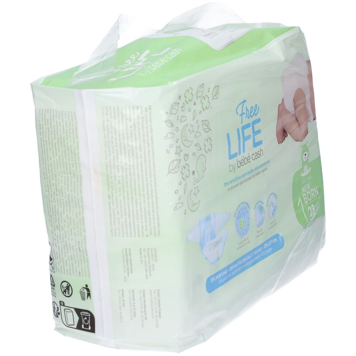 Freelife By Bebecash New Born Taglia 1 2-4 Kg Girovita 30-41 Cm 28 Pezzi
