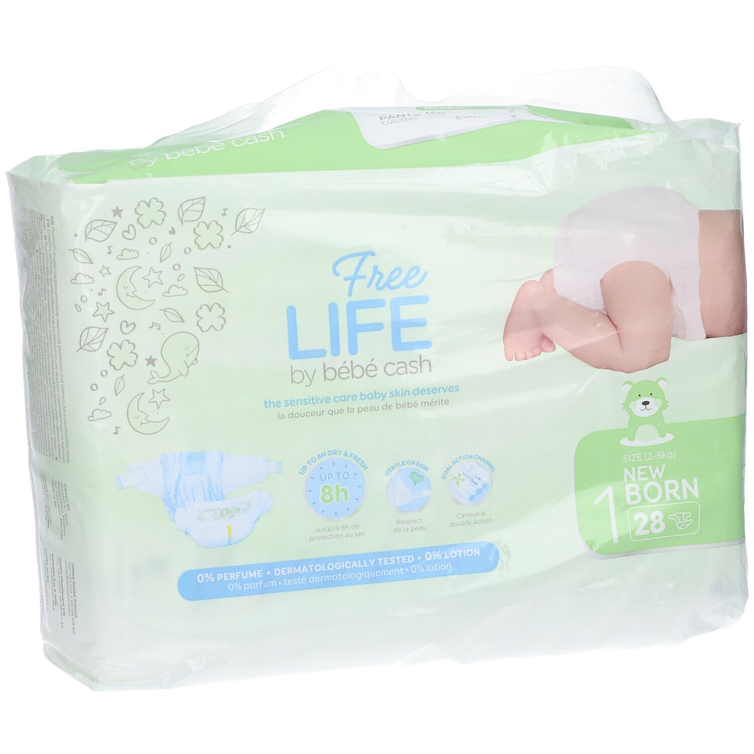 Freelife By Bebecash New Born Taglia 1 2-4 Kg Girovita 30-41 Cm 28 Pezzi