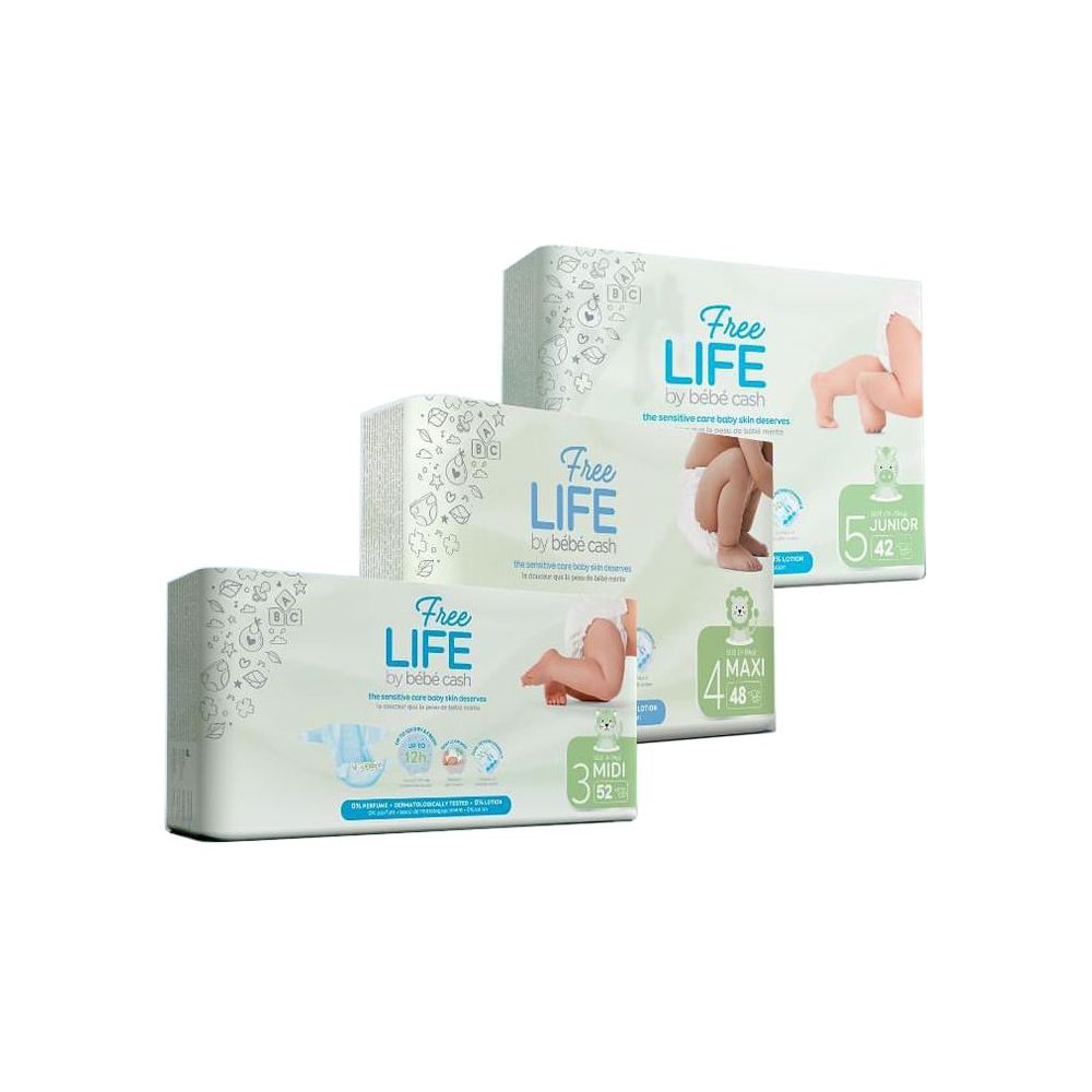 Freelife By Bebecash Midi Taglia 3 4-9 Kg Girovita 35-56 Cm 52 Pezzi