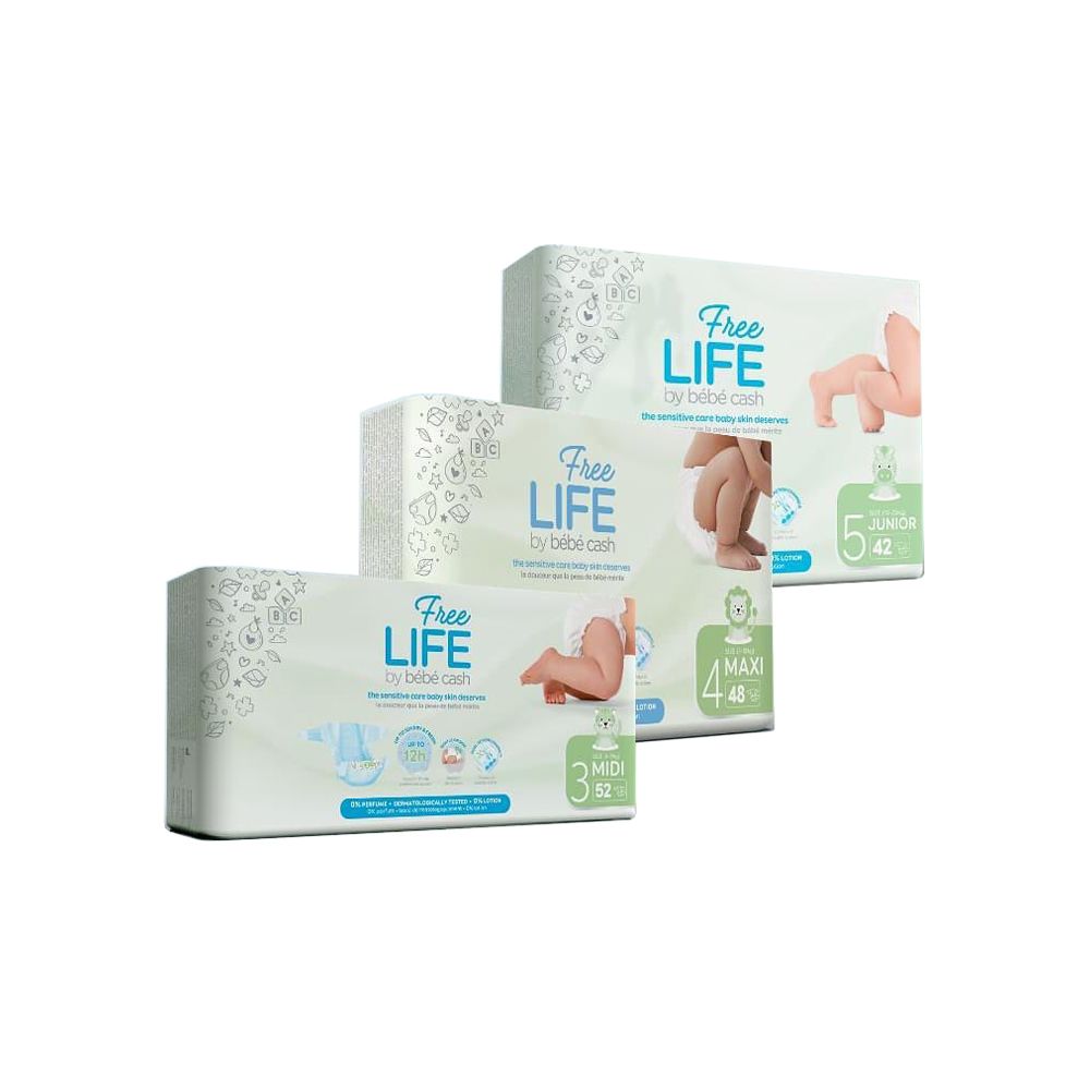 Freelife By Bebecash Maxi Taglia 4 7-18 Kg Girovita 38-60 Cm 48 Pezzi