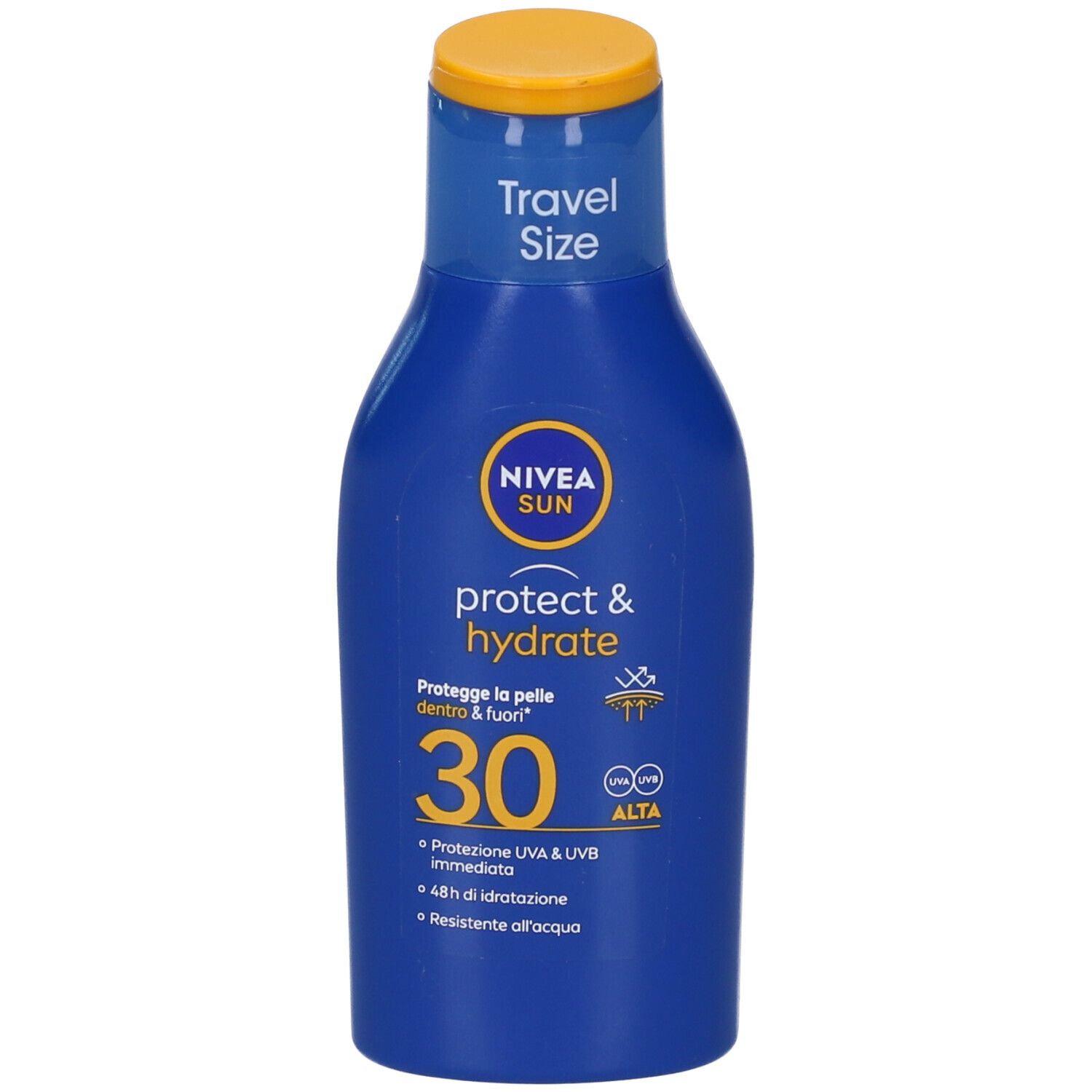 Nivea Sun Latte Solare Protect & Hydrate SPF30 100 ml, Crema solare 30 idratante in formato viaggio