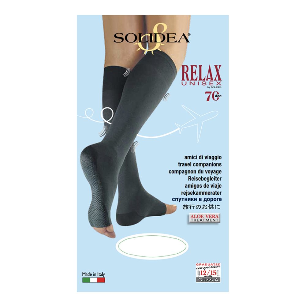 Solidea Relax Unisex Gambaletto Punta Aperta 70 DEN Colore Camel Taglia L