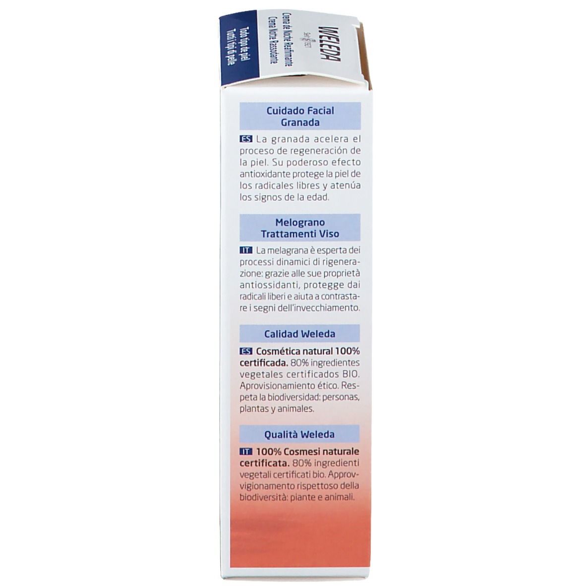 Confezione. Testo, illustrazione di melograno. Descrizione degli ingredienti e della qualità.