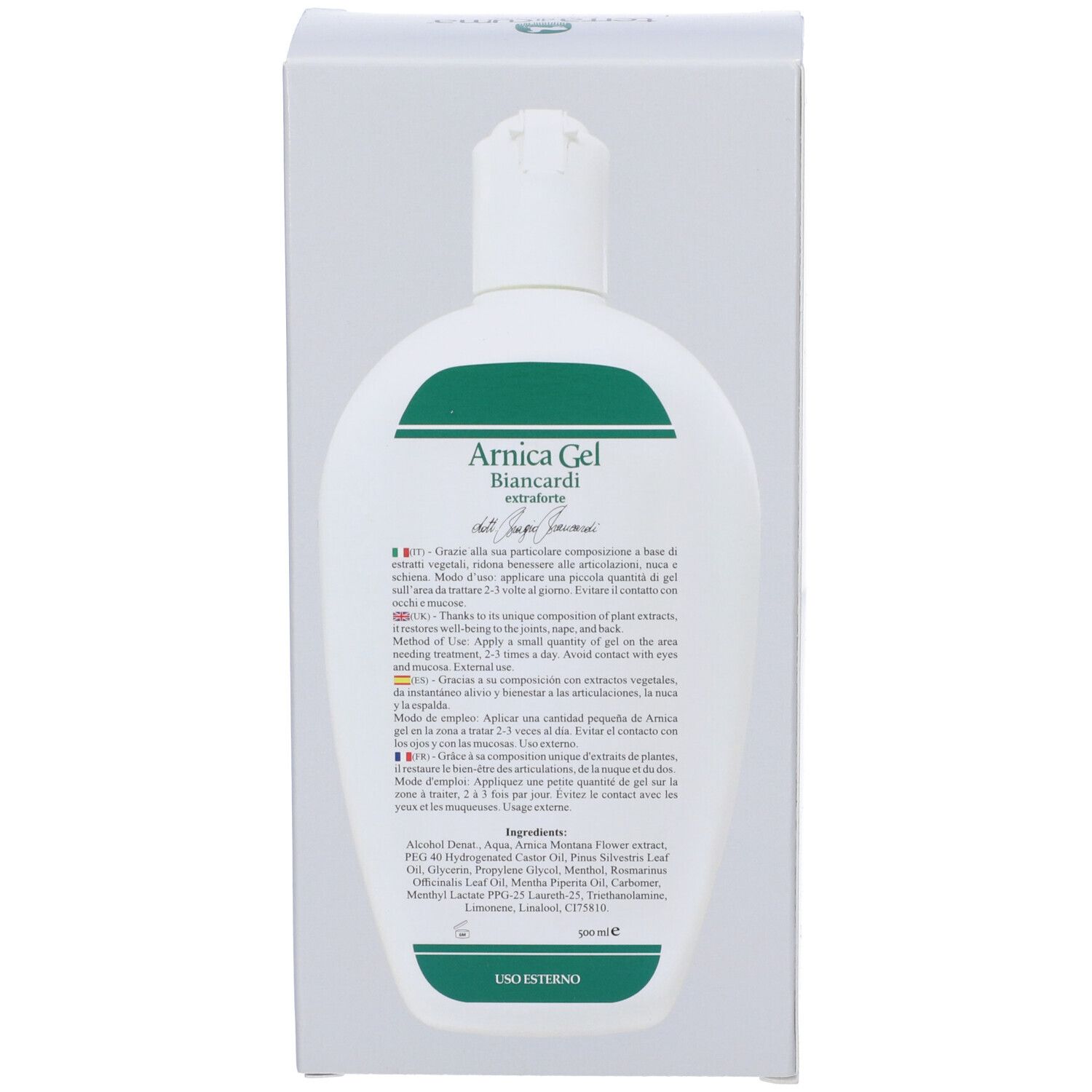 Arnica Biancardi Gel Extraforte Terra Di Cuma Uso Veterinario 500 Ml