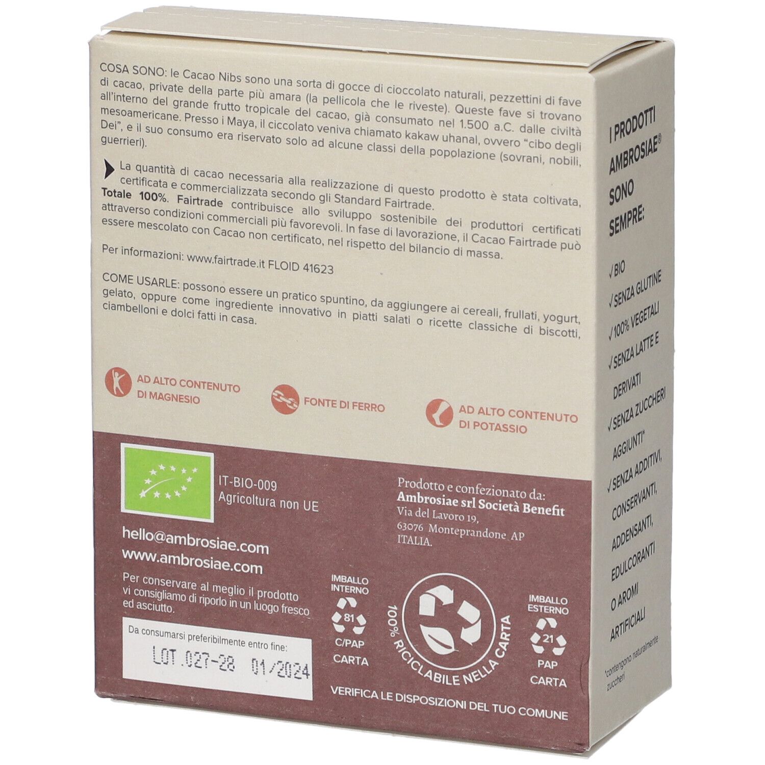 Ambrosiae Cacao Nibs 40G