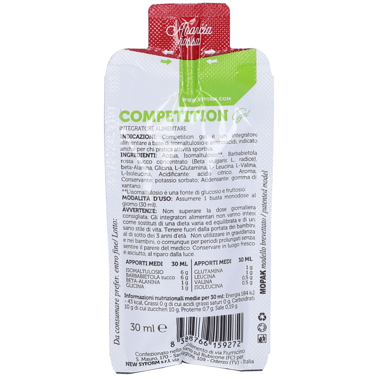 Competition Gel Arancia Rossa 30 Ml