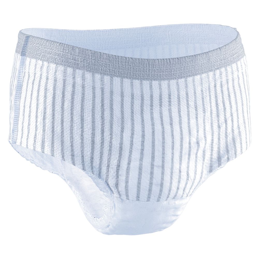 Mutandina assorbente bianca a righe. Fascia grigia. Forma slip. Per uomo.