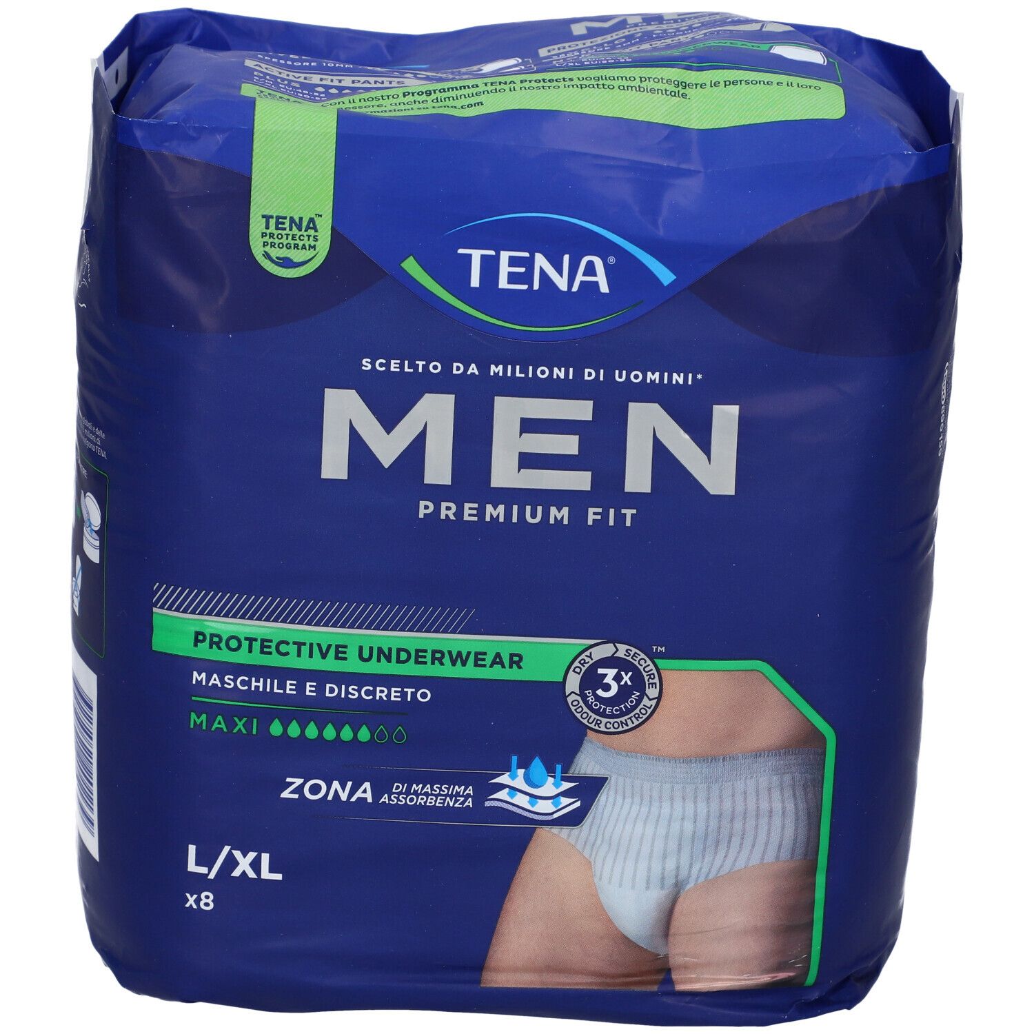 Mutandina Assorbente Maschile Tena Men Premium Fit Livello 4 L/Xl 8 Pezzi