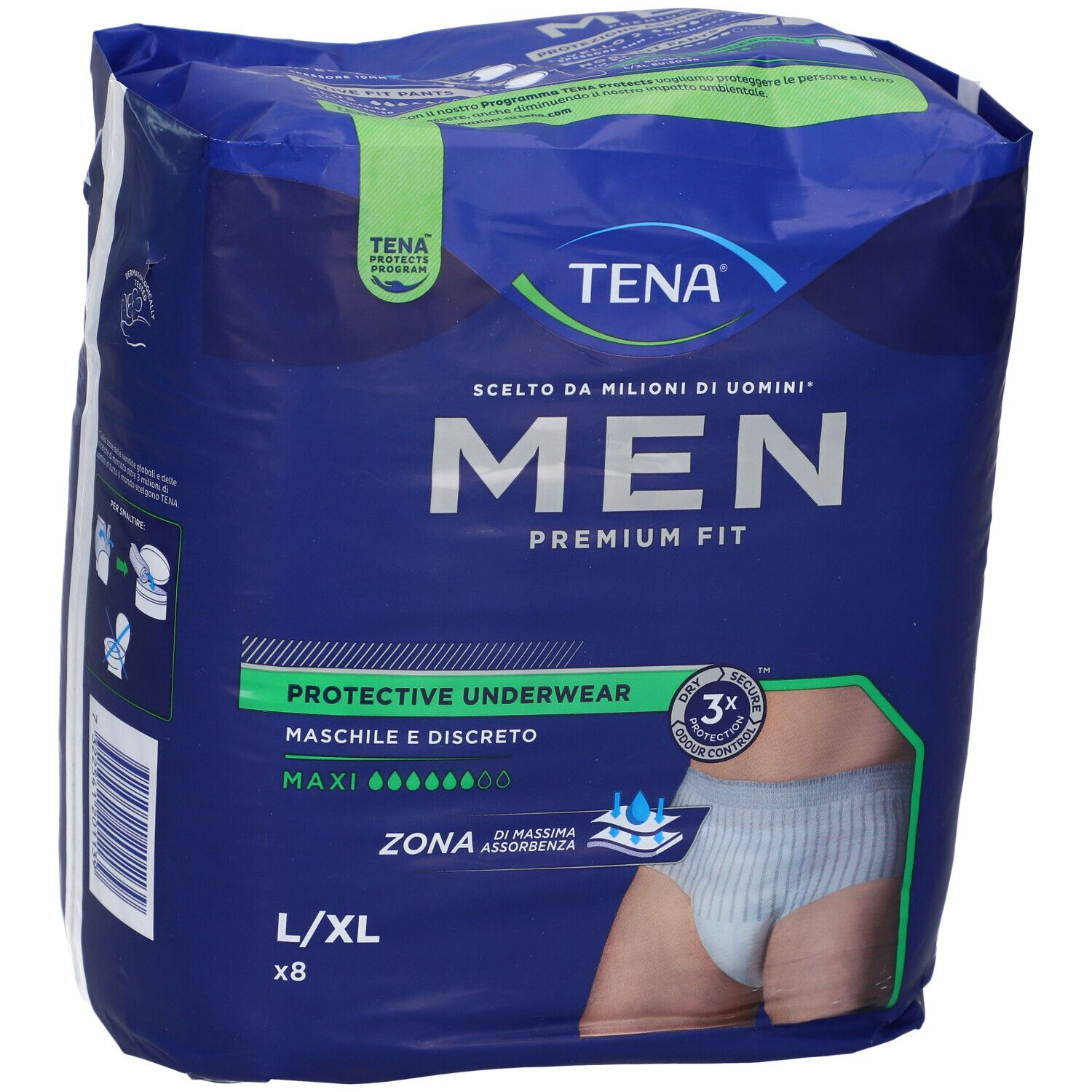 Mutandina Assorbente Maschile Tena Men Premium Fit Livello 4 L/Xl 8 Pezzi