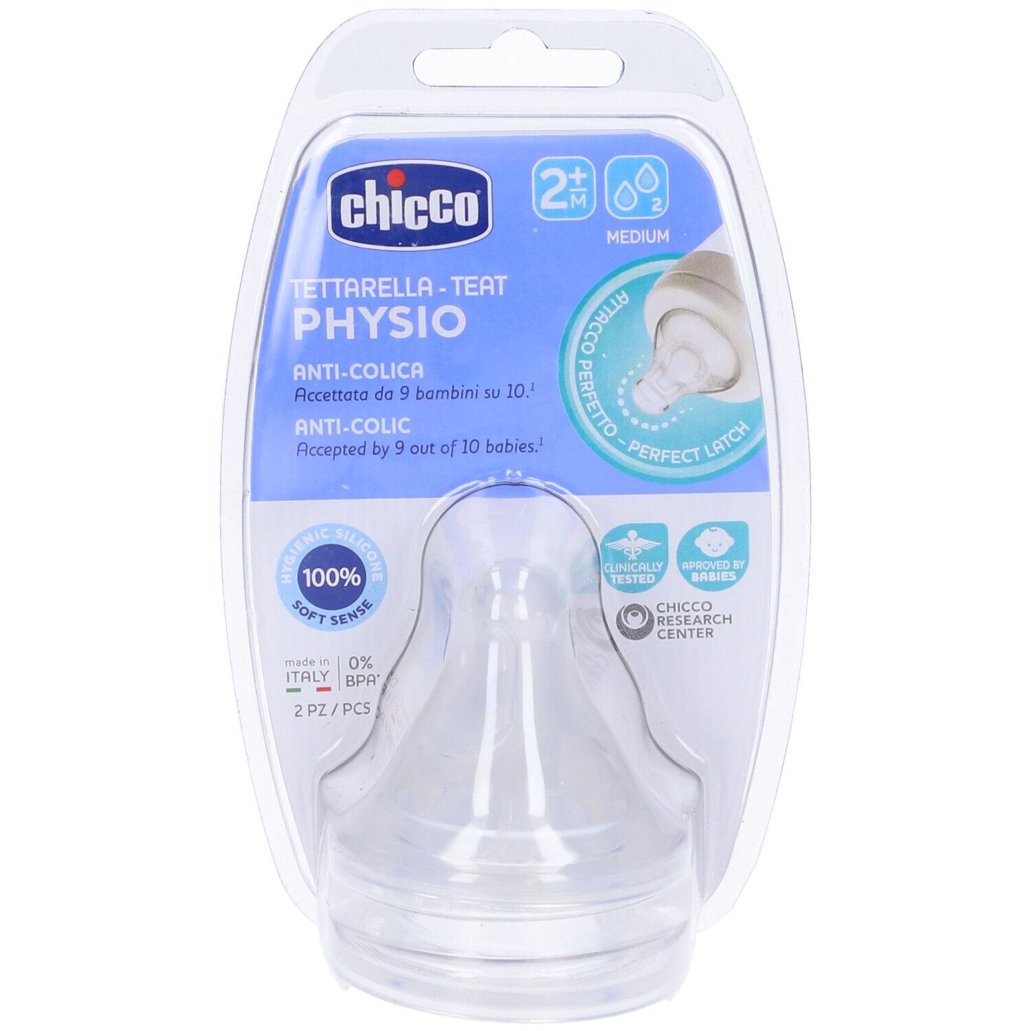 Chicco Tettarella Perfect 5 2M In Silicone 2 Fori 2 Pezzi