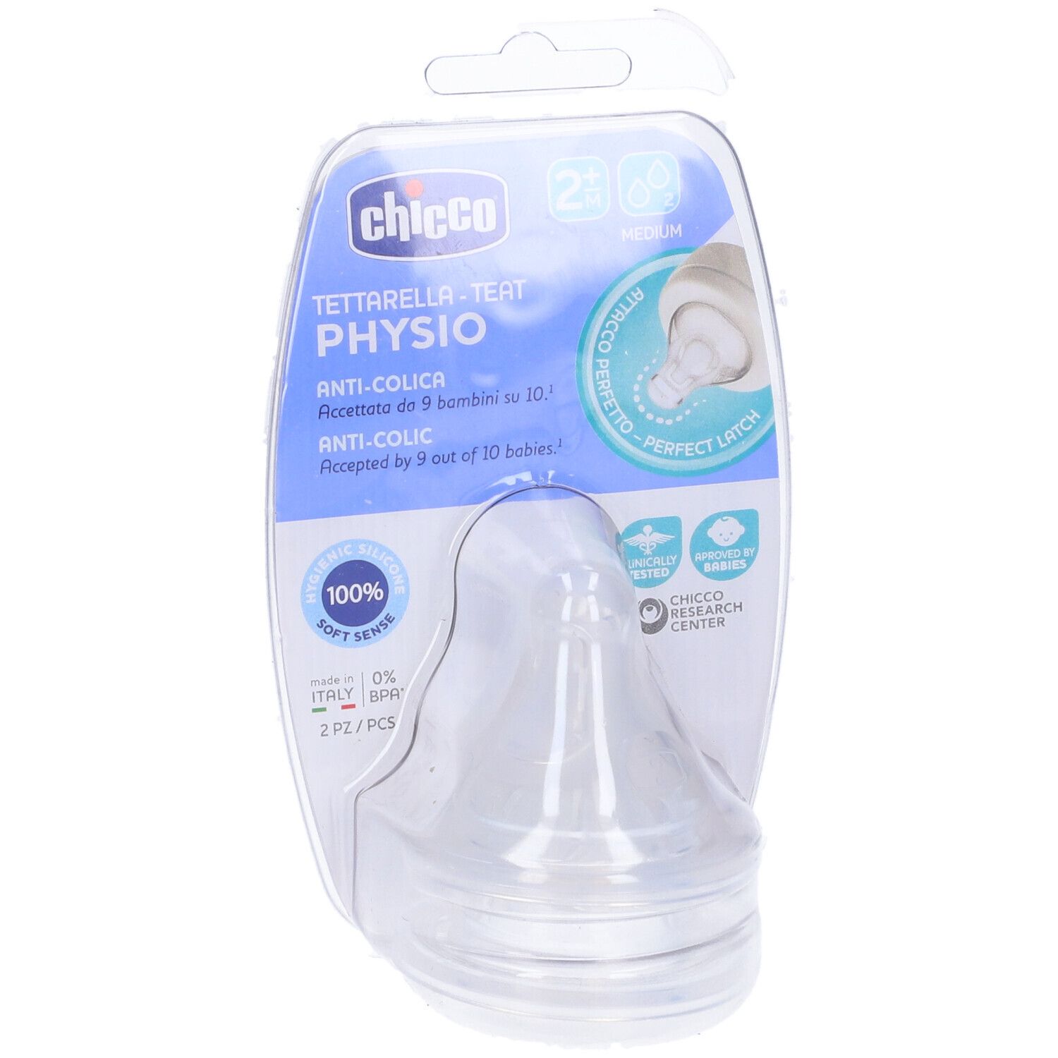 Chicco Tettarella Perfect 5 2M In Silicone 2 Fori 2 Pezzi