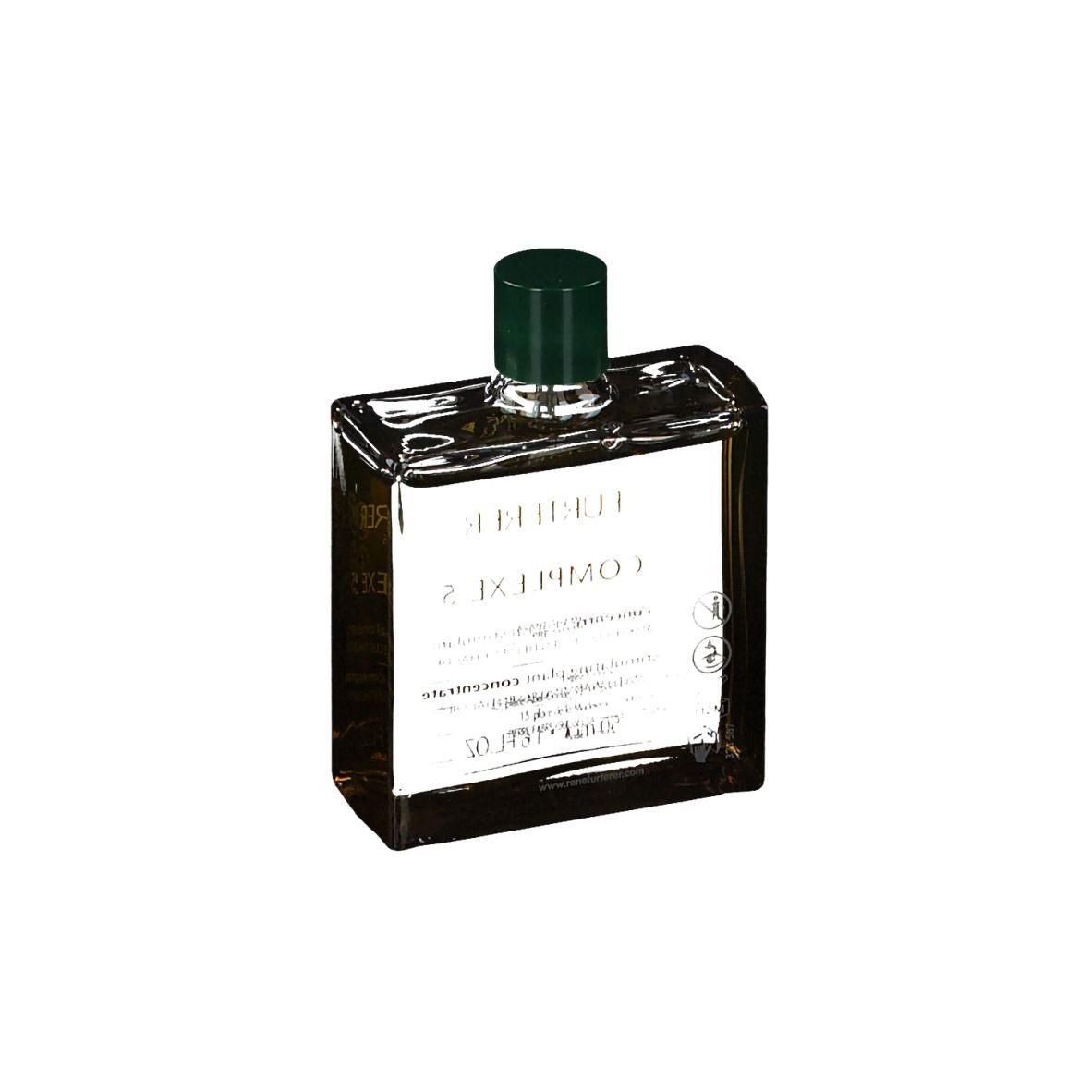 Confezione verde con immagine del prodotto. Testo: Complexe 5, Concentrato vegetale stimolante, 50 ml. Guida al massaggio inclusa.