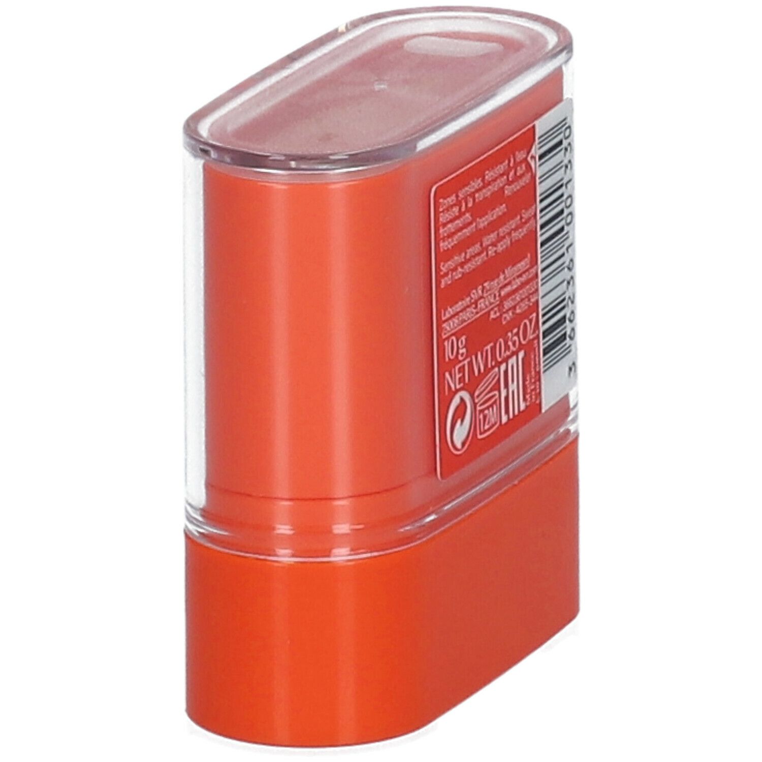 Retro dello stick solare SVR Sun Secure SPF50+ arancione, vista obliqua.