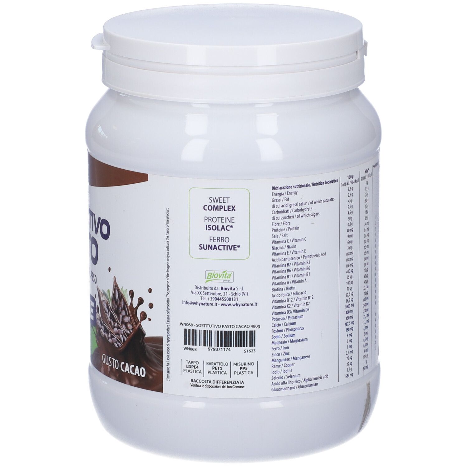 Whynature Sostitutivo Pasto Cacao 480 G