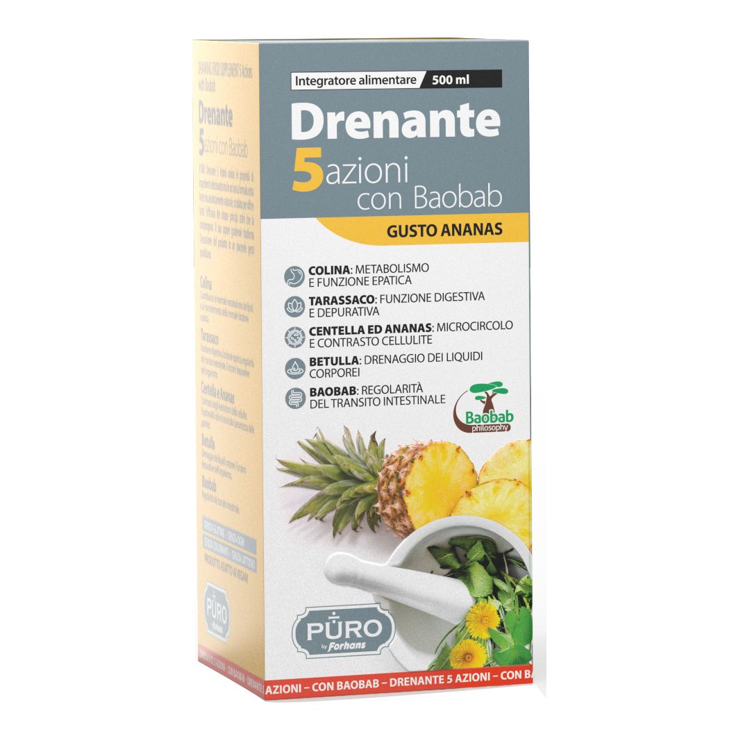 Puro Drenante 5 Azioni Con Baobab Gusto Ananas 500 Ml