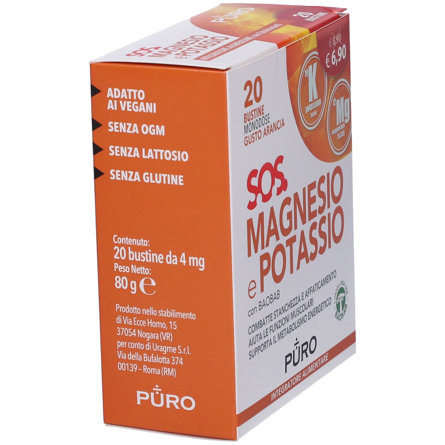 Puro Magnesio Potassio E Baobab 20 Bustine 4 G