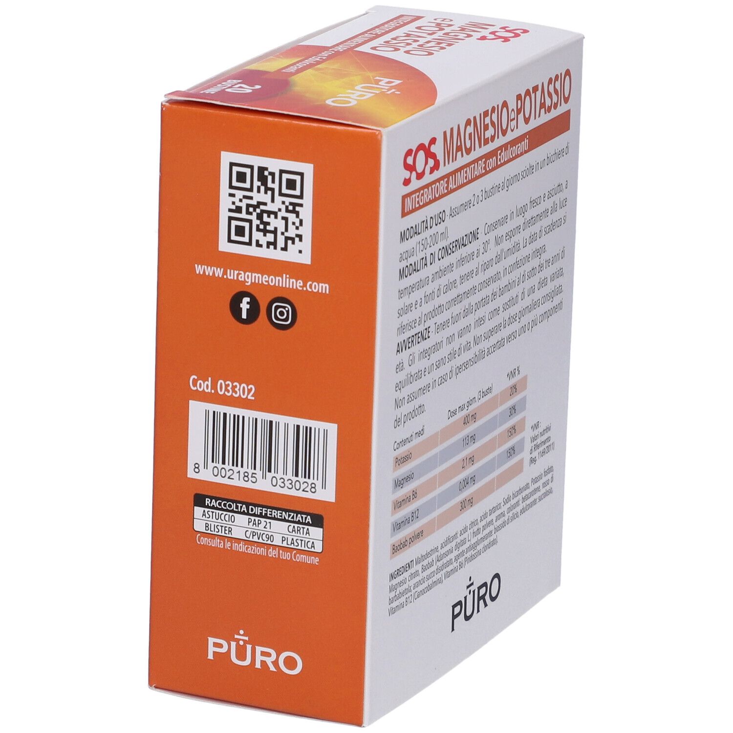 Puro Magnesio Potassio E Baobab 20 Bustine 4 G