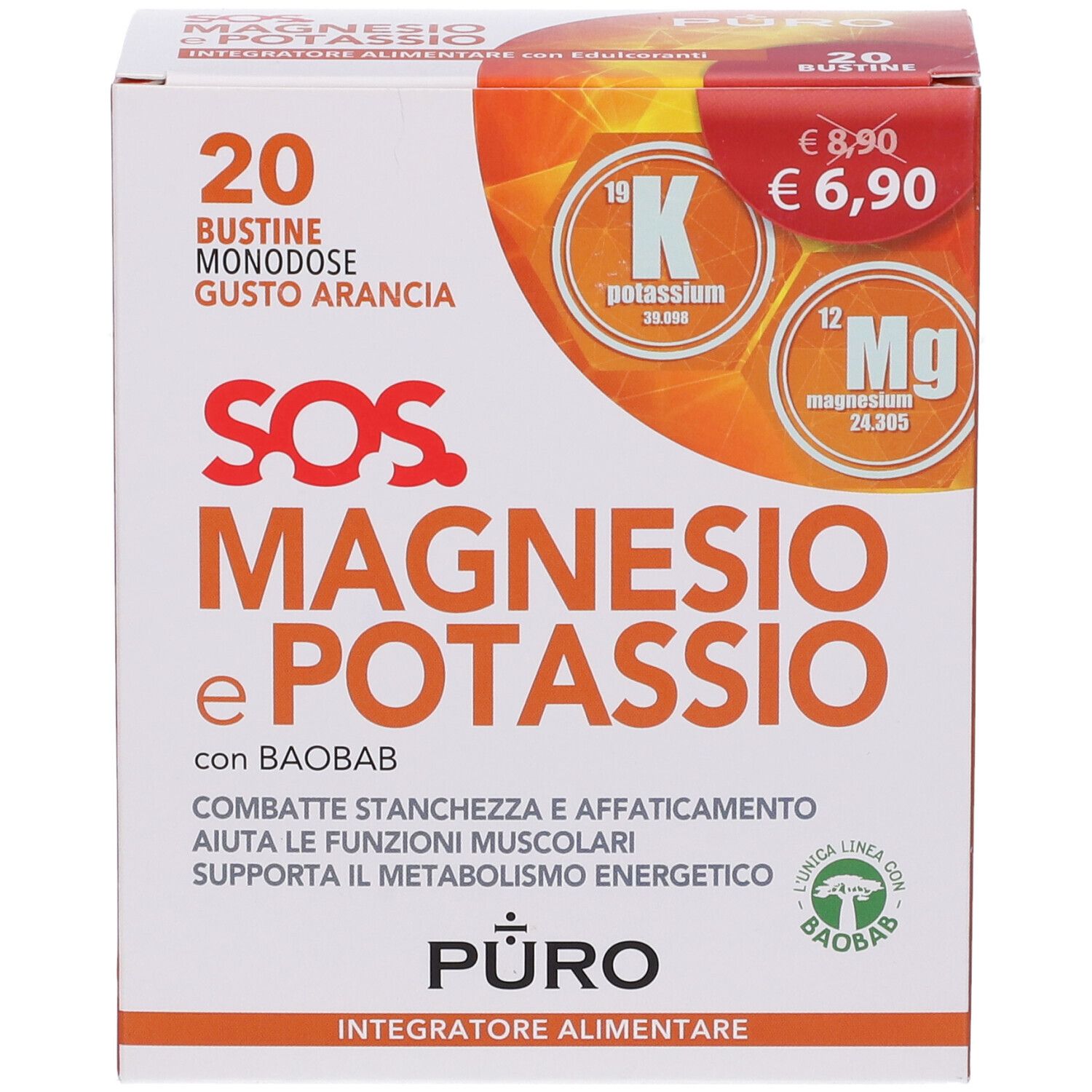 Puro Magnesio Potassio E Baobab 20 Bustine 4 G