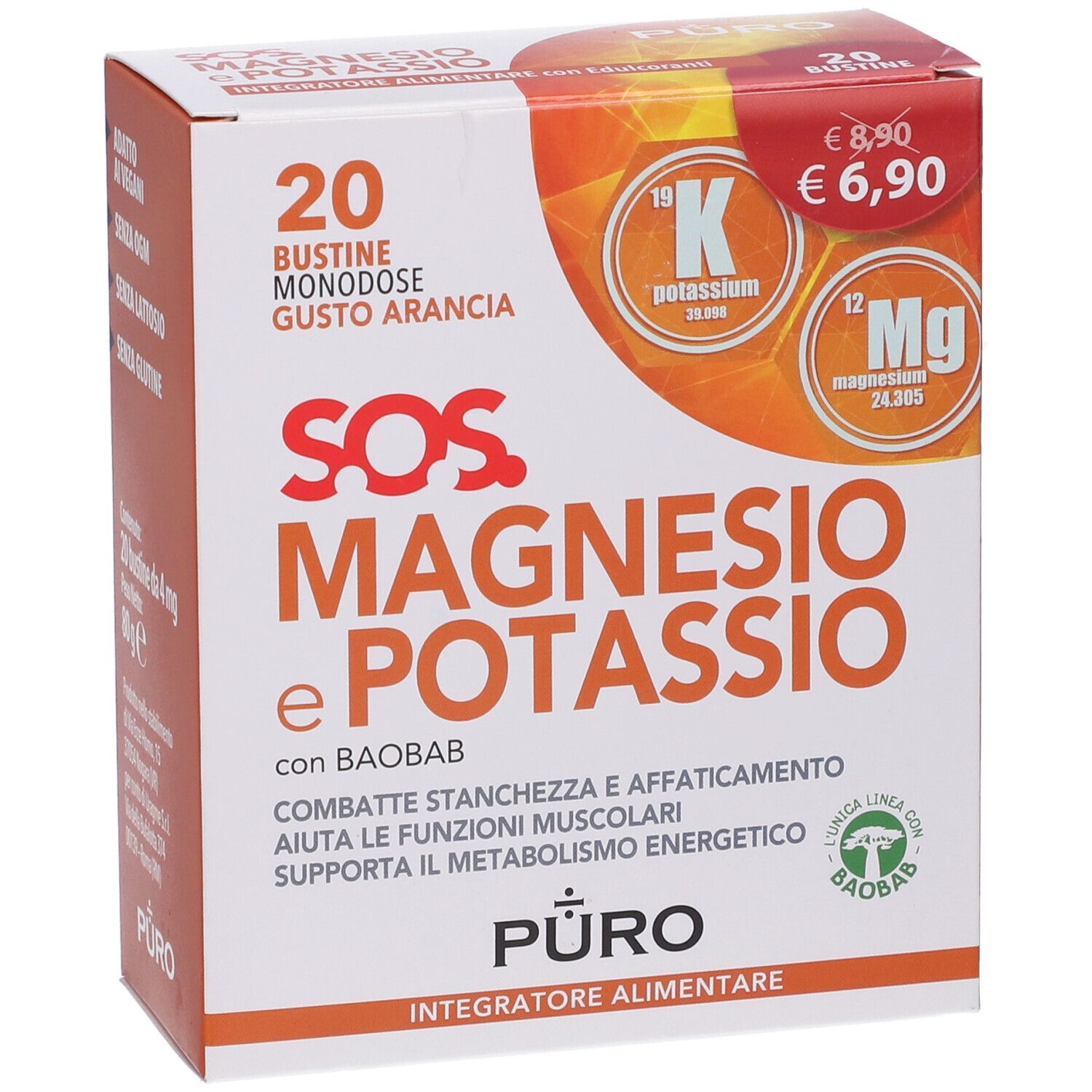 Puro Magnesio Potassio E Baobab 20 Bustine 4 G