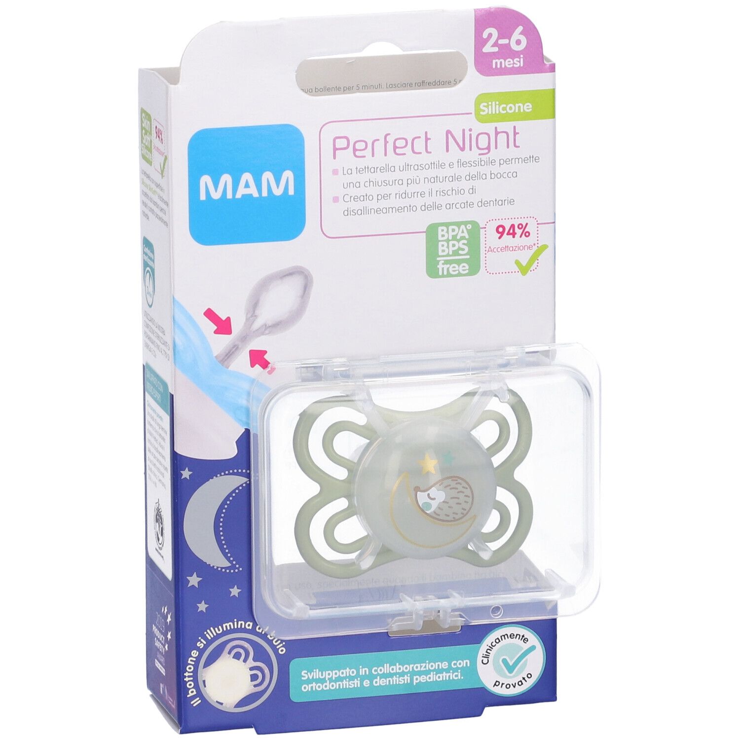 MAM Perfect Night Succhietto in Silicone 2-6 Mesi