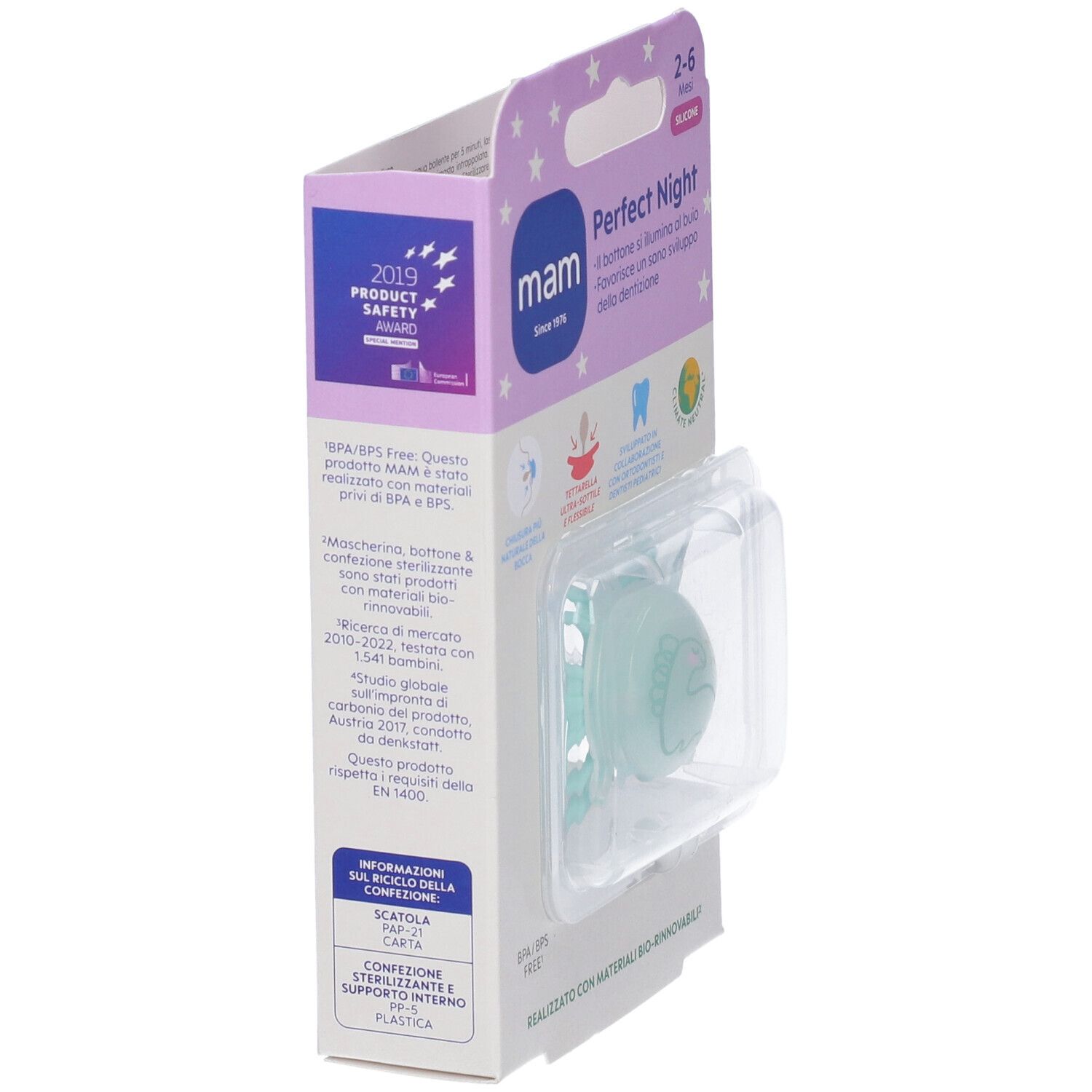 Mam Succhietto Perfect 2-6 Mesi Silicone Single Box Maschio