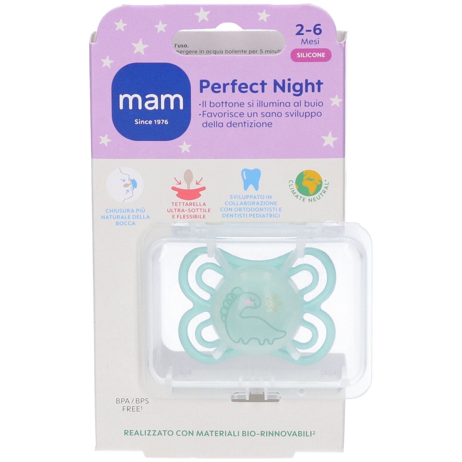 Mam Succhietto Perfect 2-6 Mesi Silicone Single Box Maschio
