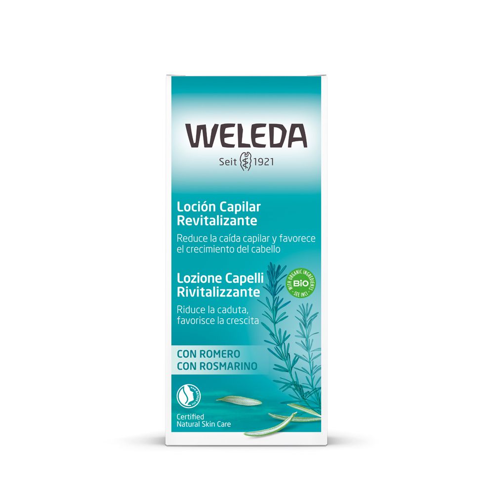 Confezione rettangolare. Nome del prodotto e logo. Sigillo bio e illustrazione rosmarino.