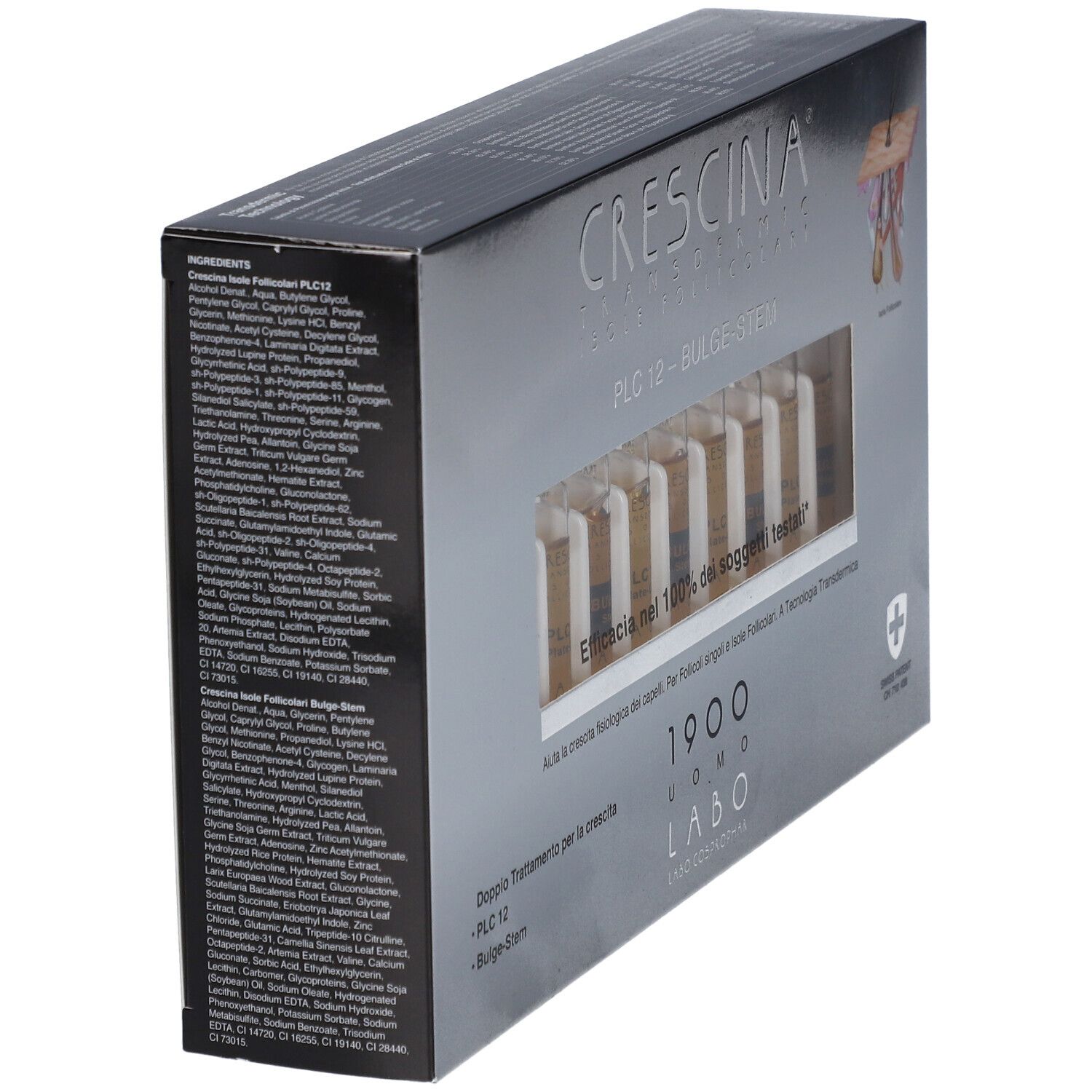 Scatola Crescina PLC 12 - Bulg-Stem con fiale. Swiss Patent.