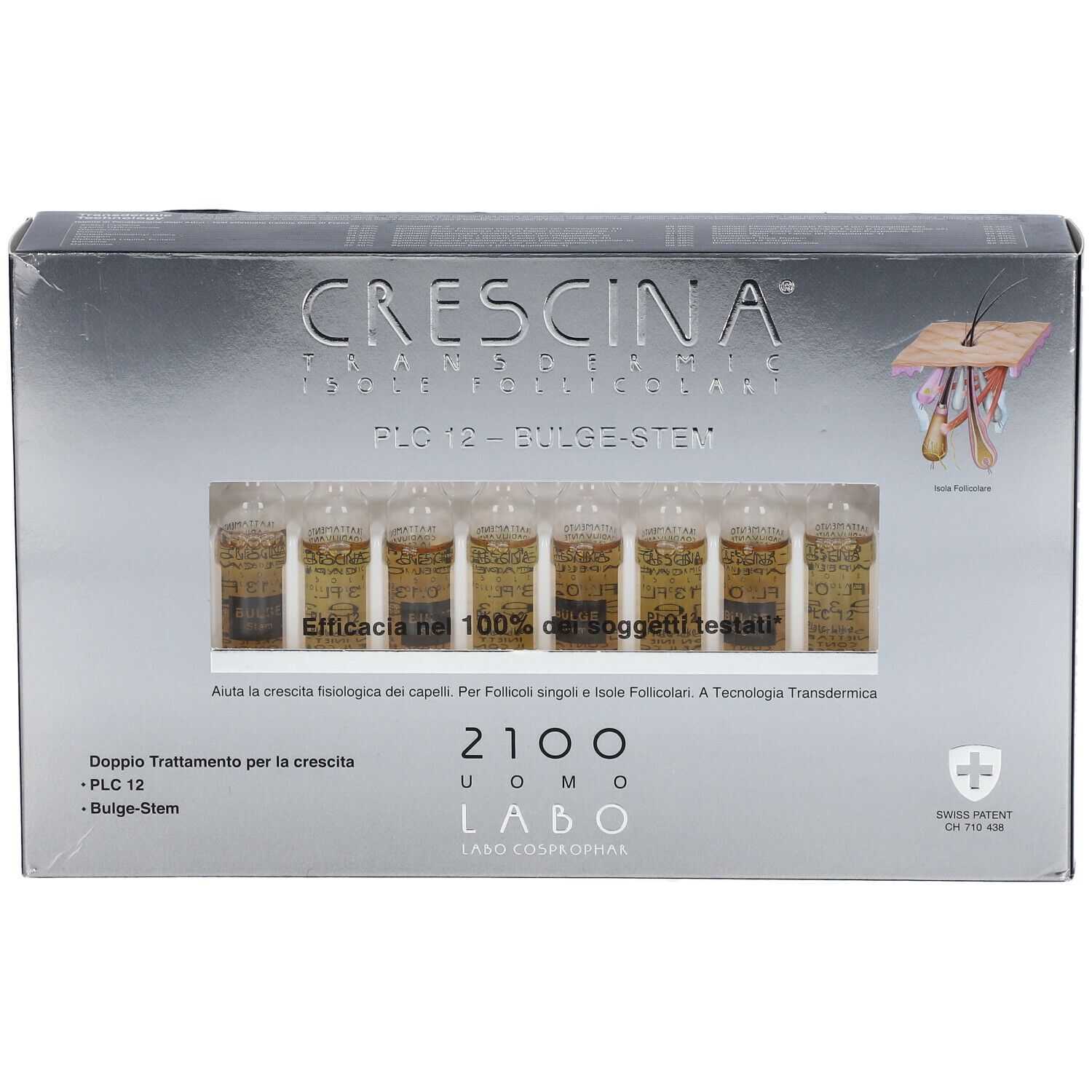 CRESCINA® Transdermic Isole Follicolari PLC12 Bulge-Stem 2100 Uomo